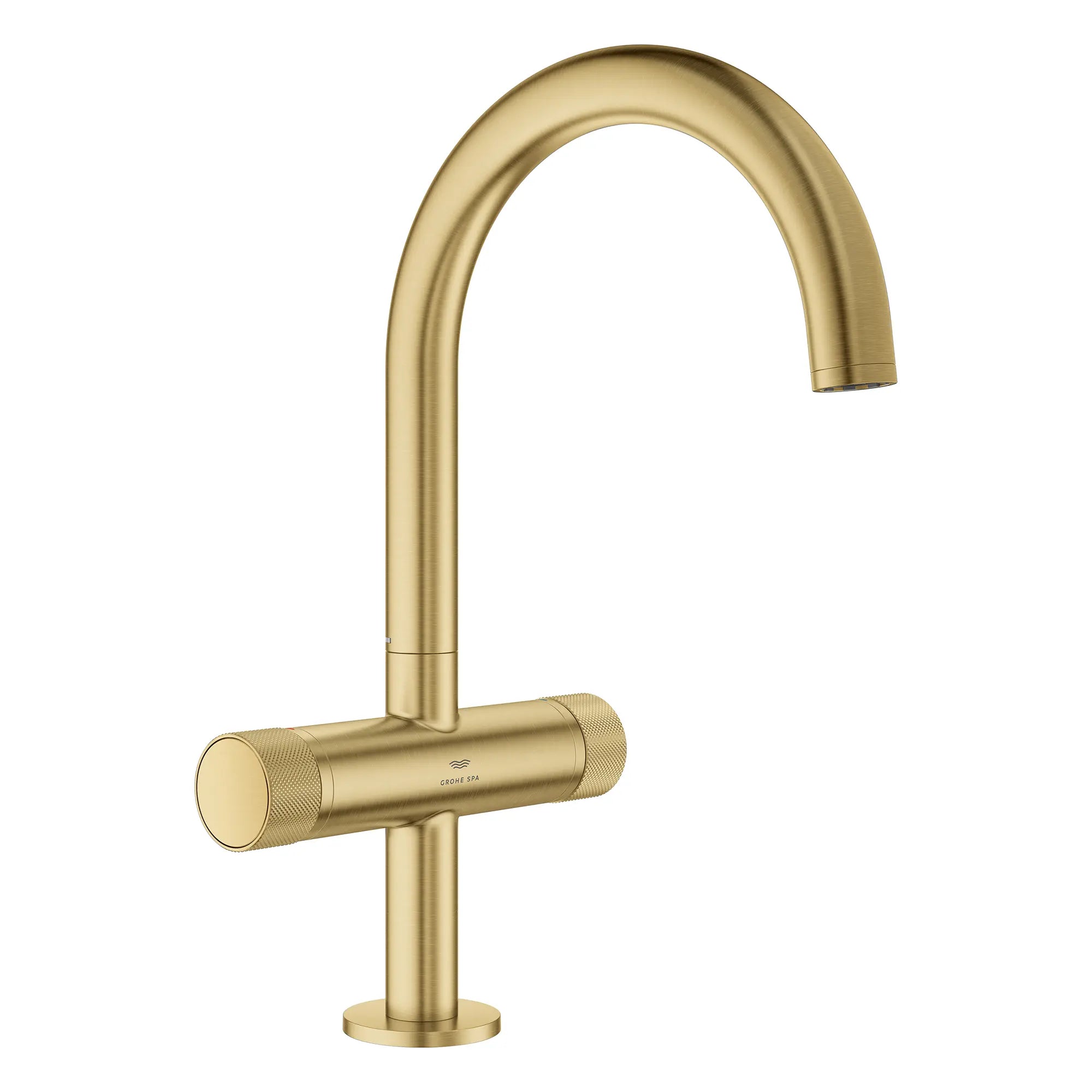 Atrio Private Collection Single Hole 8-Inch Widespread 2-Handle L-Size Bathroom Faucet with Knob Handles, 1.2 GPM (4.5 L/min) // BRUSHED COOL SUNRISE // 265995_Atrio_PC_SiloRight_105337GN00_0001_July2025_0_CDNwebp.webp