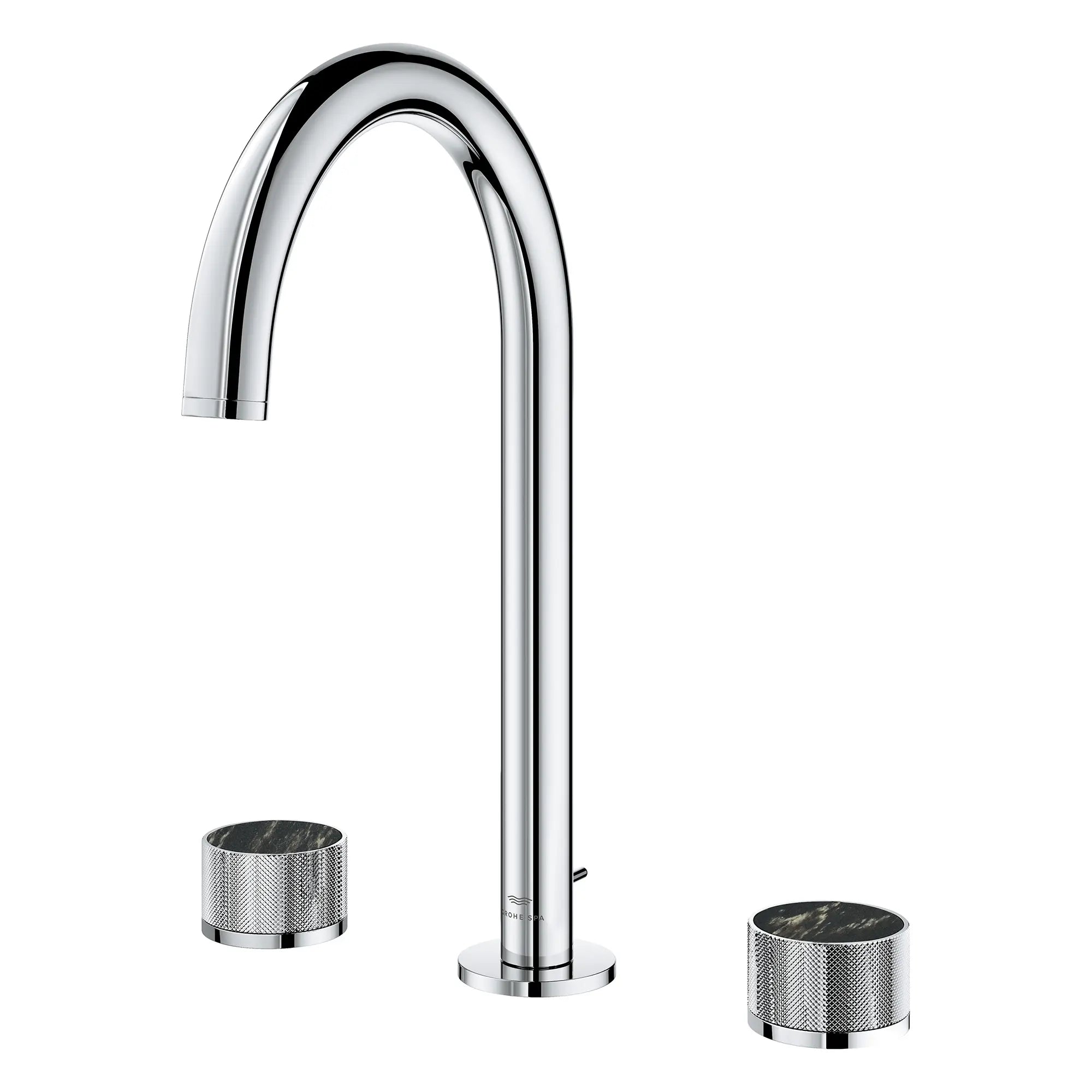 Atrio Private Collection 8-inch Widespread 2-Handle M-Size Bathroom Faucet with Knob Handles, 1.2 GPM (4.5 L/min) // GROHE STARLIGHT CHROME // 266101_Atrio_PC_SiloLeft_105339000_464610001_July2025_0_CDNwebp_a5113cec-6a58-4af1-b2b5-8def93b89c79.webp