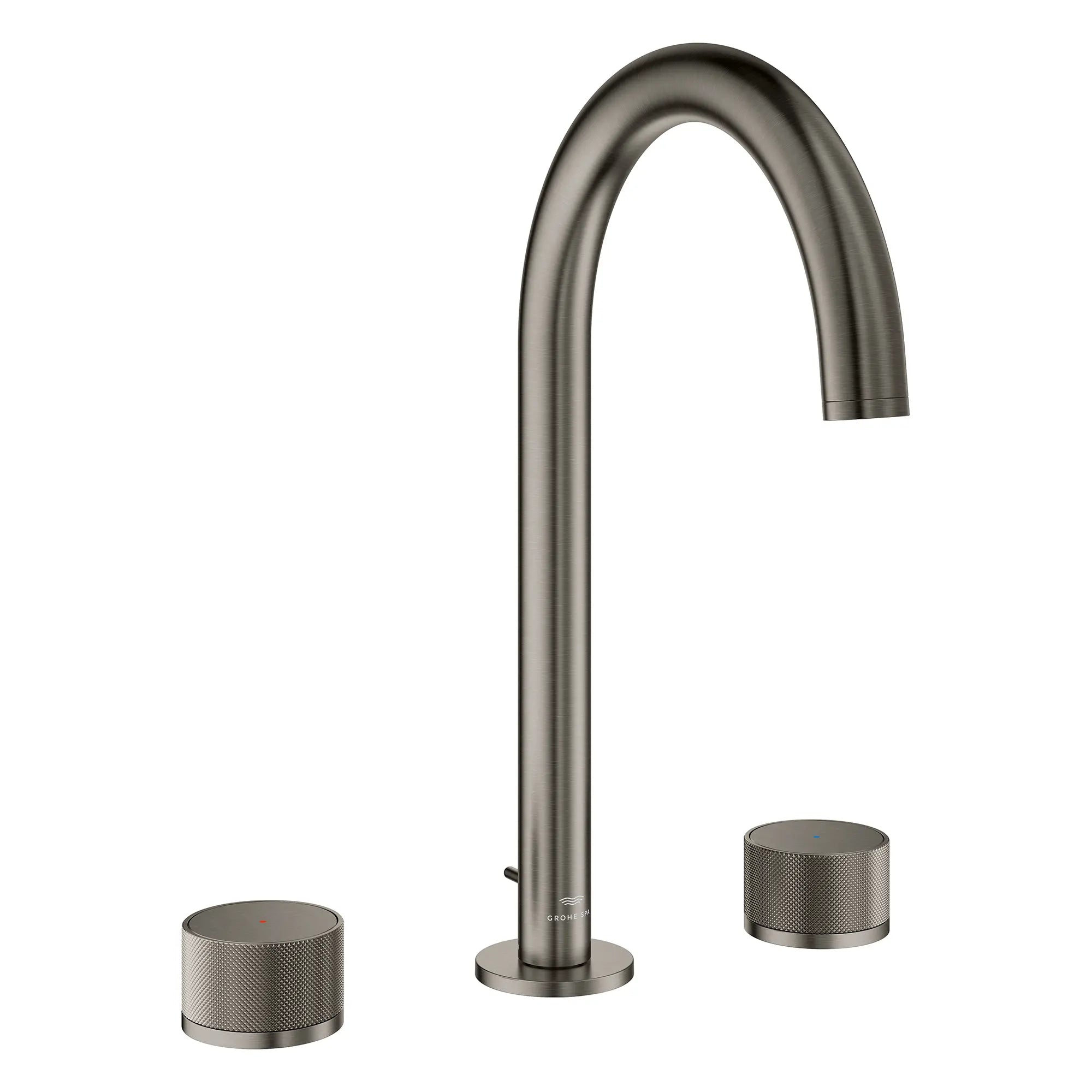 Atrio Private Collection 8-inch Widespread 2-Handle M-Size Bathroom Faucet with Knob Handles, 1.2 GPM (4.5 L/min) // BRUSHED HARD GRAPHITE // 266114_Atrio_PC_SiloRight_105339AL0_0001_July2025_0_CDNwebp.webp