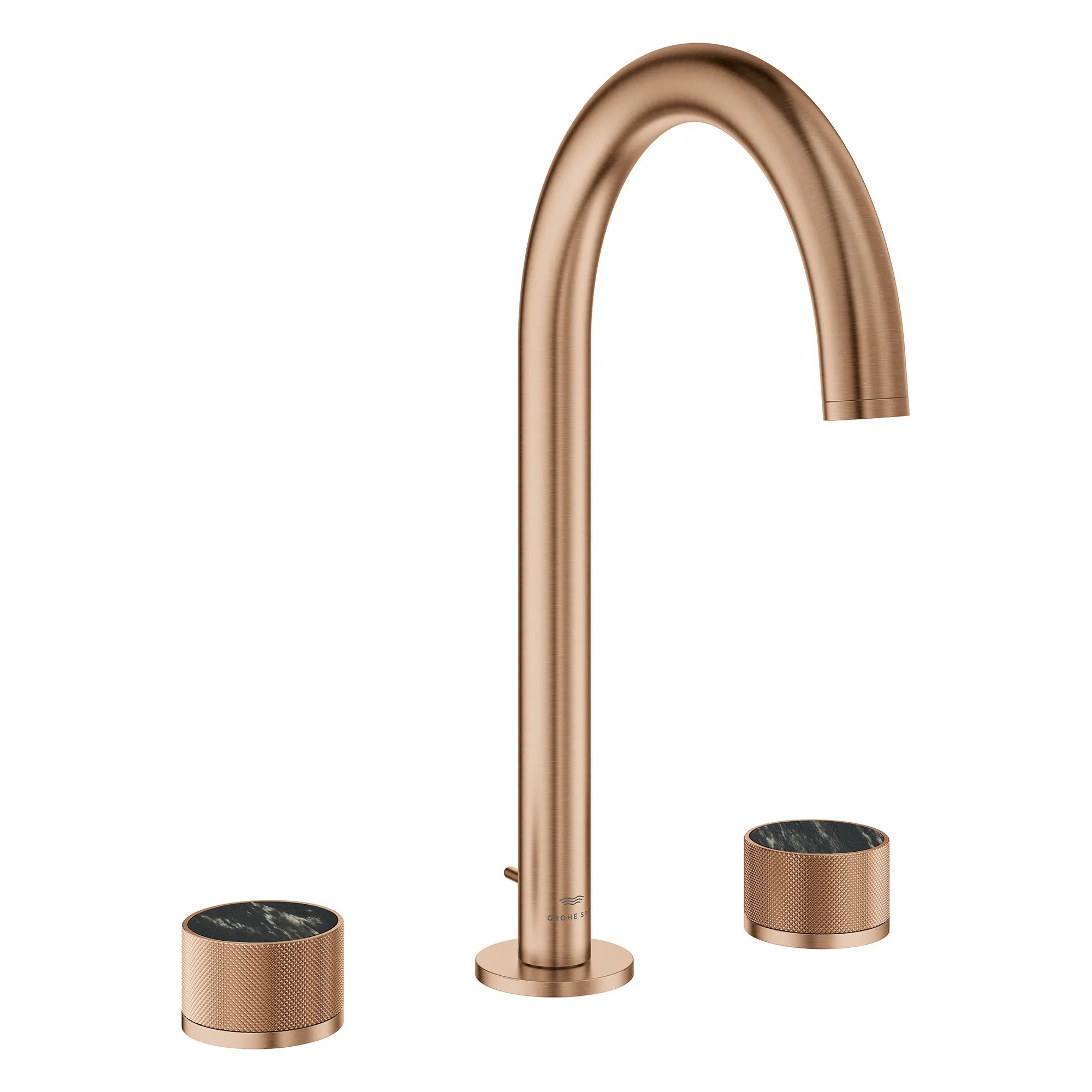 Atrio Private Collection 8-inch Widespread 2-Handle M-Size Bathroom Faucet with Knob Handles, 1.2 GPM (4.5 L/min) // BRUSHED WARM SUNSET // 266129_Atrio_PC_SiloRight_105339DL0_46461_0001_July2025_0_CDNwebp_445ac006-a4e5-4e12-824e-9f6342bf710c.webp