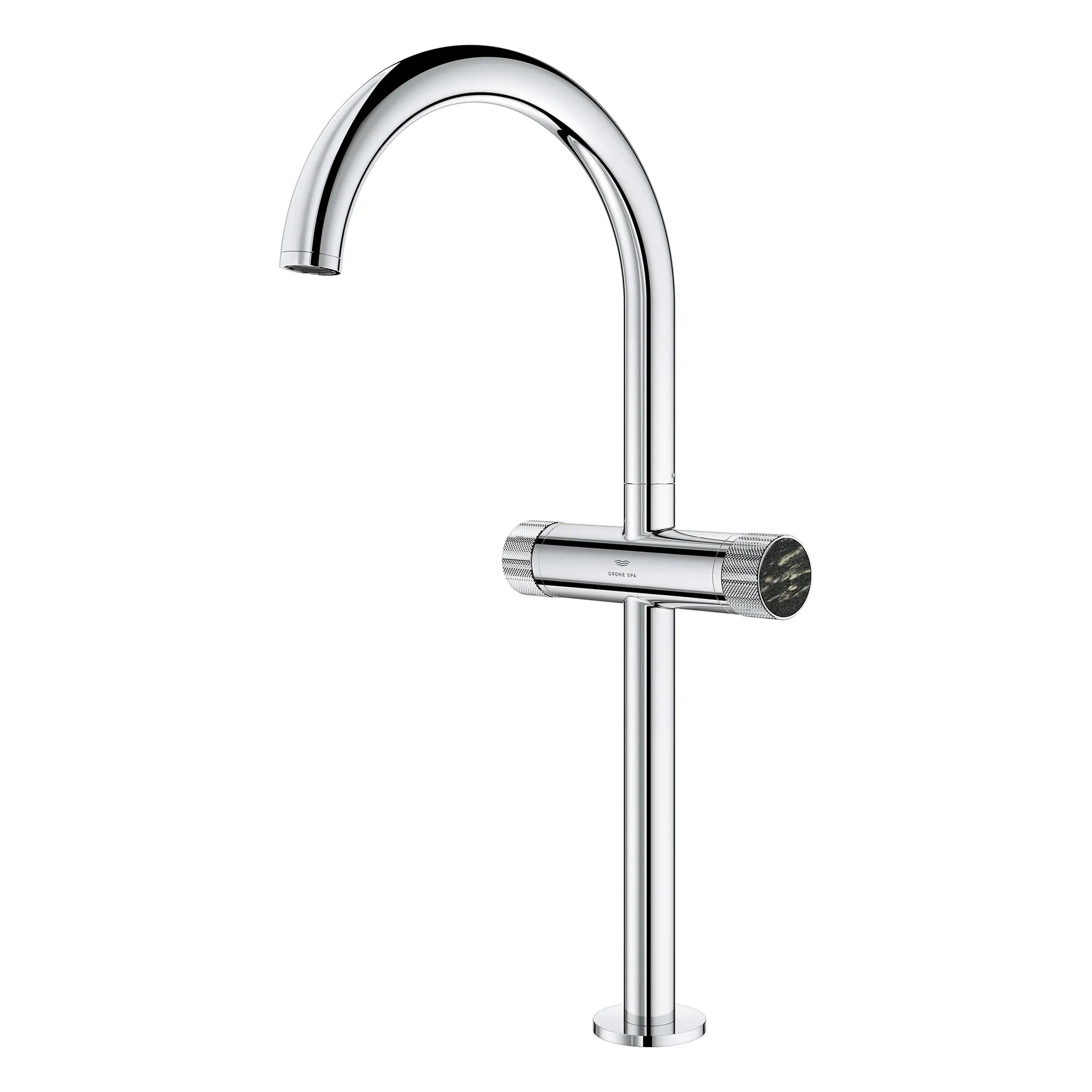 Atrio Private Collection Single Hole Two-Handle Vessel Sink Faucet with Knob Handles, 1.2 GPM (4.5 L/min) // GROHE STARLIGHT CHROME // 266185_Atrio_PC_SiloLeft_1053420000_48457_0001_July2025_0_CDNwebp.webp