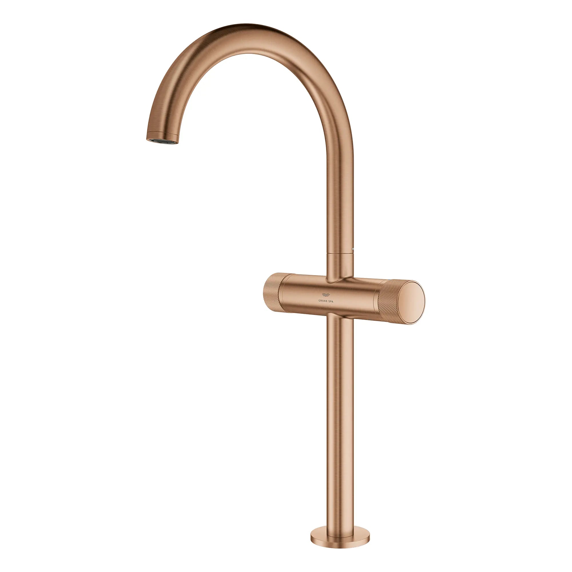 Atrio Private Collection Single Hole Two-Handle Vessel Sink Faucet with Knob Handles, 1.2 GPM (4.5 L/min) // BRUSHED WARM SUNSET // 266222_Atrio_PC_SiloLeft_105342DL00_0001_July2025_0_CDNwebp.webp