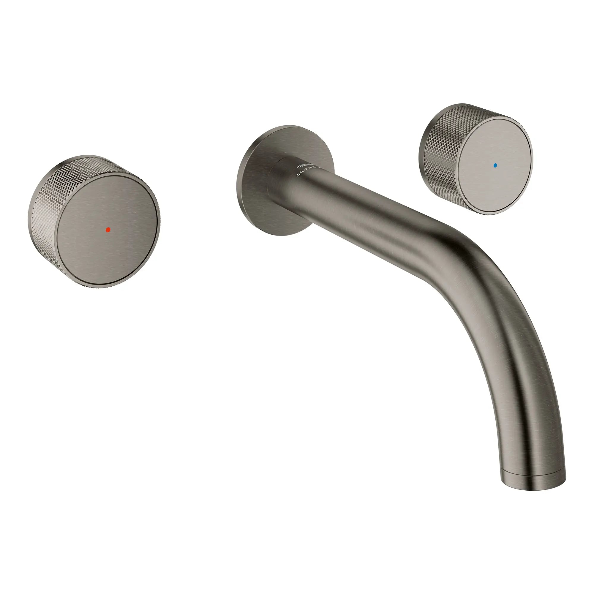 Atrio Private Collection 2-Handle Wall Mount Faucet, Knob Handles, 1.2 GPM (4.5L.min) // BRUSHED HARD GRAPHITE // 266270_Atrio_PC_SiloRight_105364AL00_0001_July2025_0_CDNwebp.webp