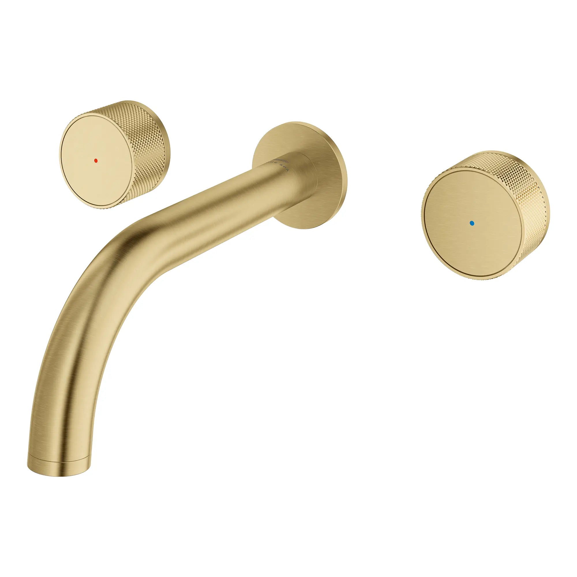 Atrio Private Collection 2-Handle Wall Mount Faucet, Knob Handles, 1.2 GPM (4.5L.min) // BRUSHED COOL SUNRISE // 266313_Atrio_PC_SiloLeft_105364GN00_0001_July2025_0_CDNwebp.webp
