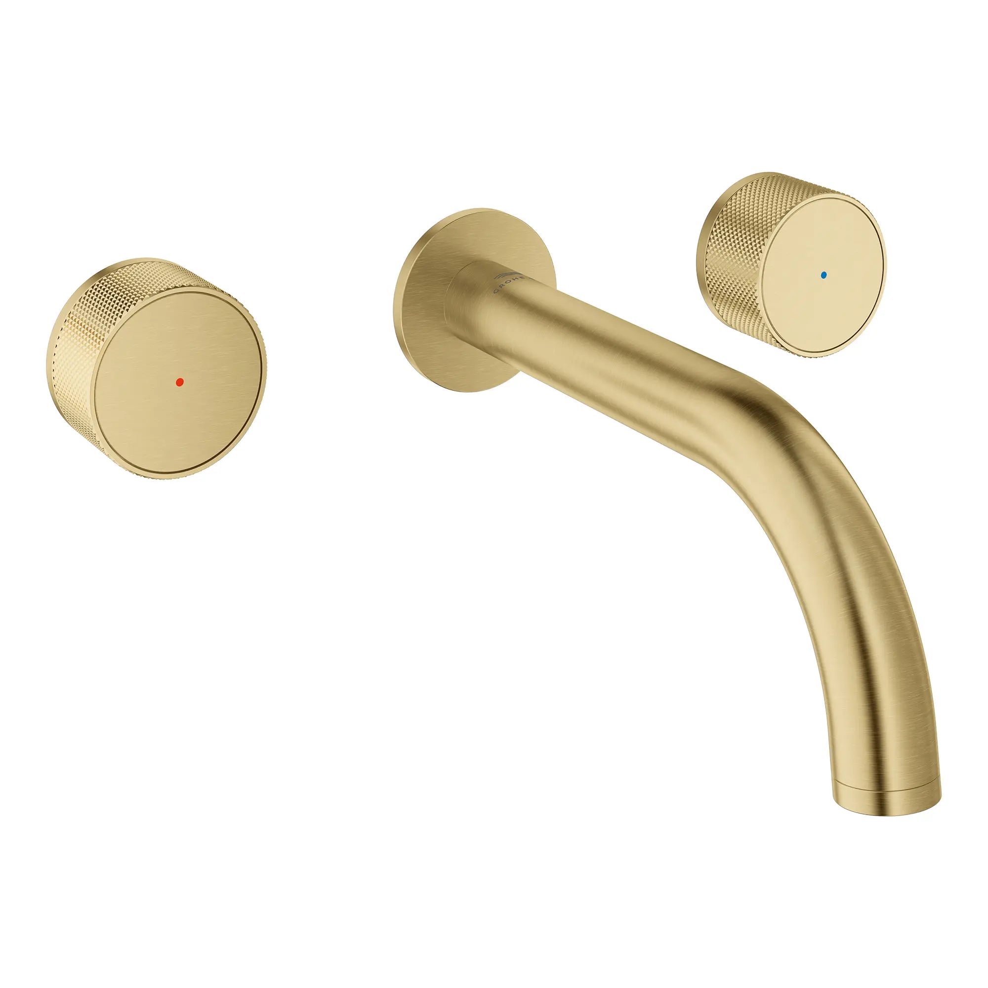 Atrio Private Collection 2-Handle Wall Mount Faucet, Knob Handles, 1.2 GPM (4.5L.min) // BRUSHED COOL SUNRISE // 266314_Atrio_PC_SiloRight_105364GN00_0001_July2025_0_CDNwebp.webp
