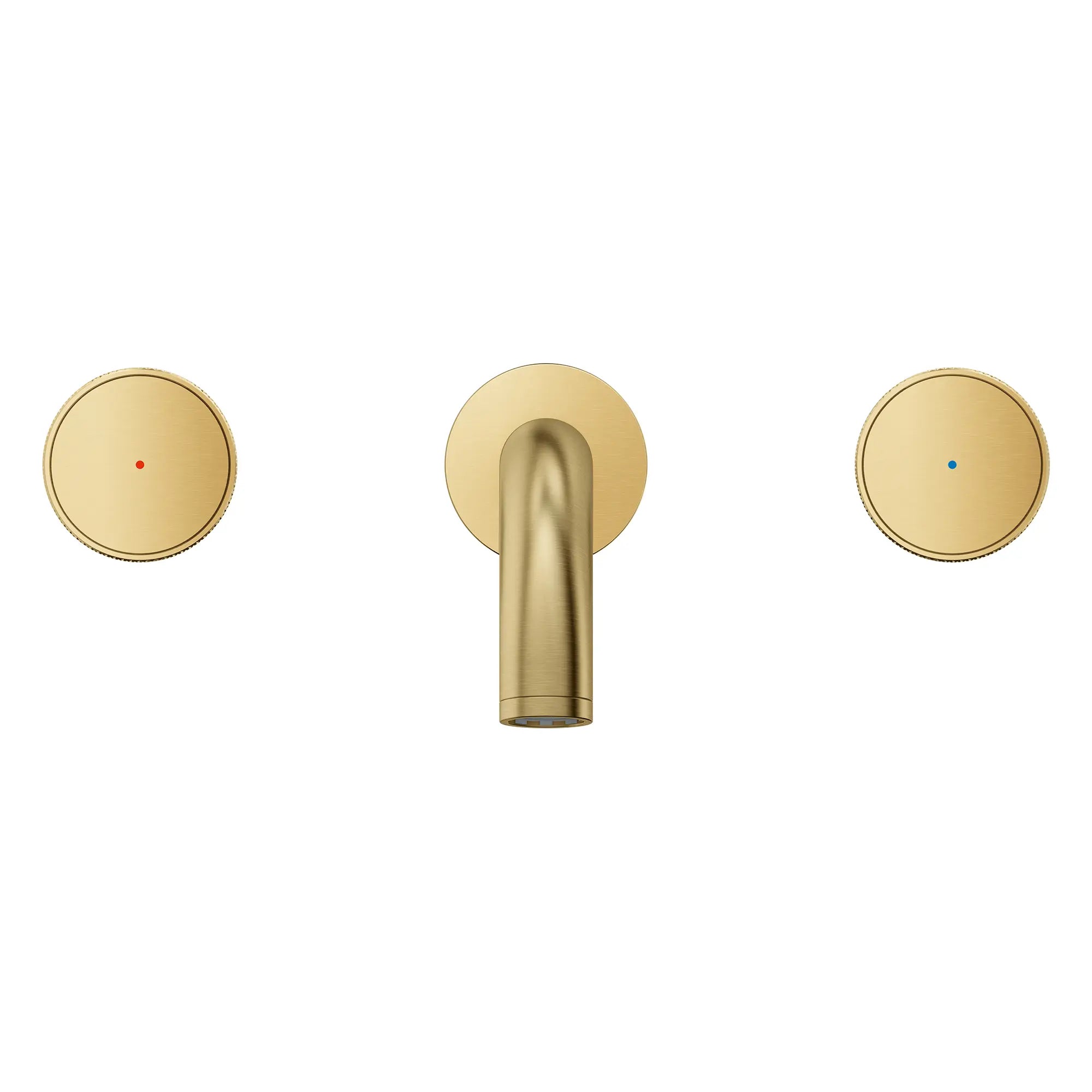 Atrio Private Collection 2-Handle Wall Mount Faucet, Knob Handles, 1.2 GPM (4.5L.min) // BRUSHED COOL SUNRISE // 266319_Atrio_PC_SiloFront_105364GN00_0001_July2025_0_CDNwebp.webp