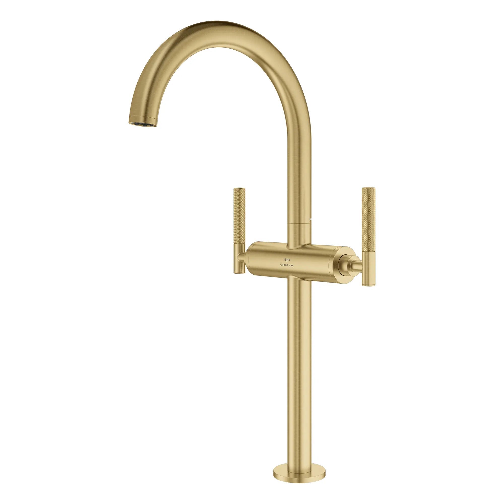 Atrio Single Hole Two-Handle Vessel Sink Faucet without Handles, 1.2 GPM (4.5 L/min) // BRUSHED COOL SUNRISE // 266595_Atrio_PC_SiloLeft_21161GN00_48646GN0_0001_July2025_0_CDNwebp.webp