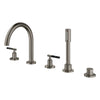[25274AL0] Atrio 5-Hole 2-Handle Deck Mount Roman Tub Faucet without Handles with 1.75 GPM Hand Shower - GROHE StarLight Chrome