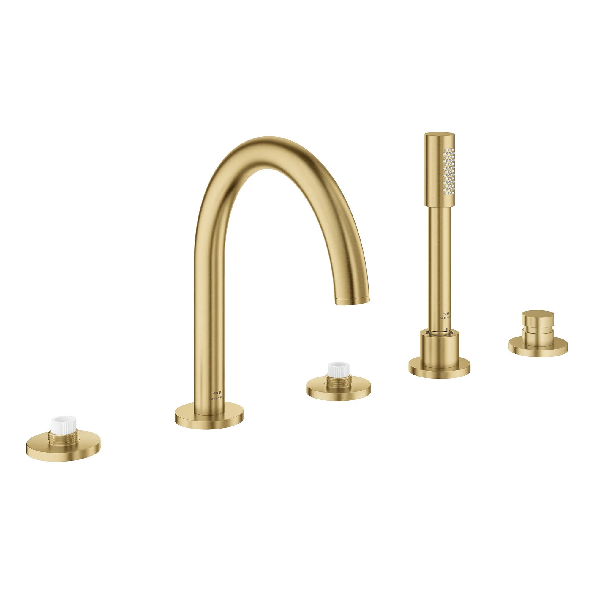 Atrio 5-Hole 2-Handle Deck Mount Roman Tub Faucet without Handles with 1.75 GPM Hand Shower // BRUSHED COOL SUNRISE // 266675_Atrio_PC_SiloRight_25274GN00_0001_July2025_0_CDNwebp.webp