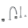 [1053500000] Atrio Private Collection 5-Hole 2-Handle Deckmount Tub Filler with Knob Handles with 1.75 GPM Hand Shower - Hard Graphite