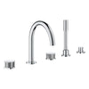 [1053500000] Atrio Private Collection 5-Hole 2-Handle Deckmount Tub Filler with Knob Handles with 1.75 GPM Hand Shower - Hard Graphite