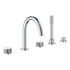 [1053500000] Atrio Private Collection 5-Hole 2-Handle Deckmount Tub Filler with Knob Handles with 1.75 GPM Hand Shower - Hard Graphite