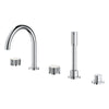 [1053500000] Atrio Private Collection 5-Hole 2-Handle Deckmount Tub Filler with Knob Handles with 1.75 GPM Hand Shower - Hard Graphite