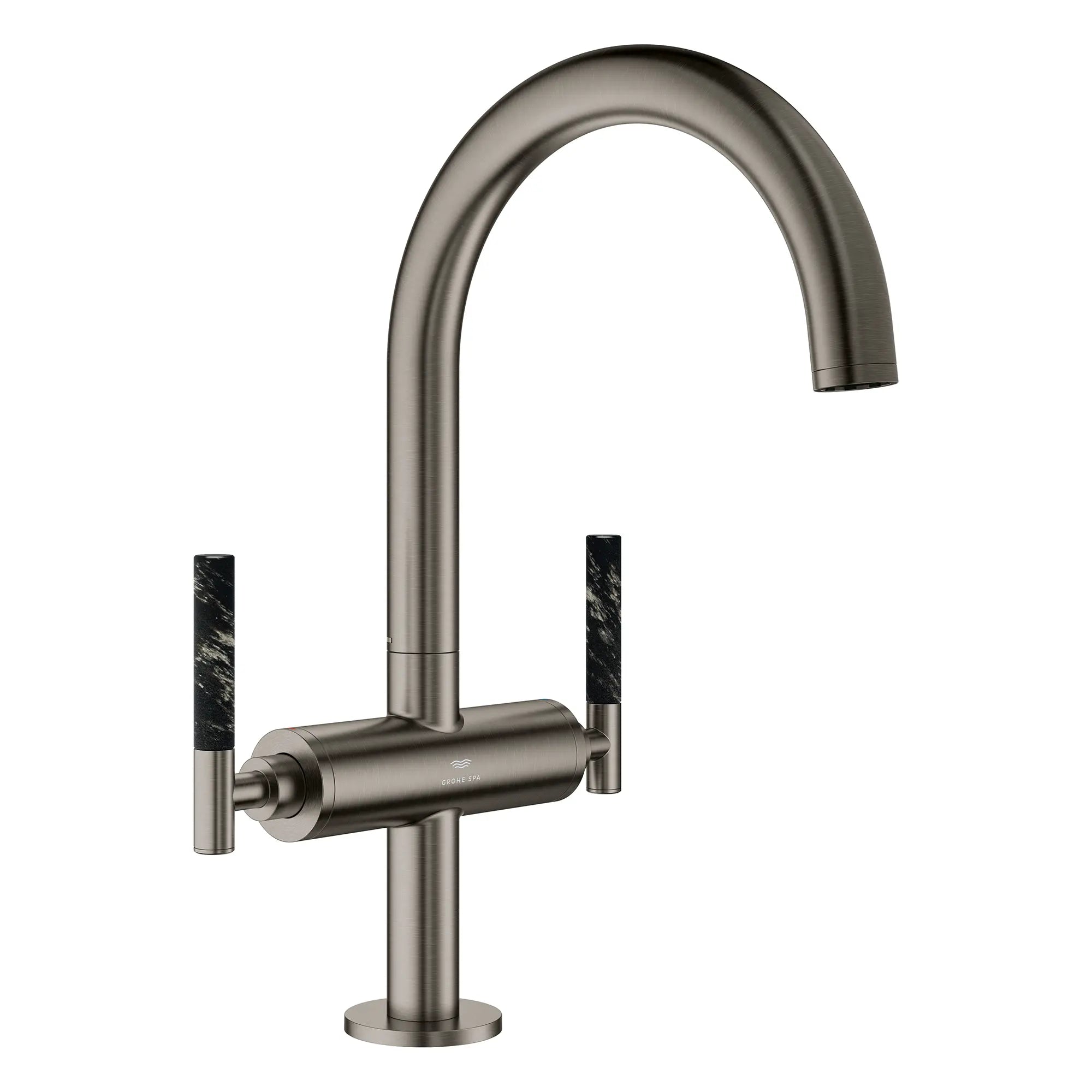 Atrio Single Hole Two-Handle L-Size Bathroom Faucet without Handles, 1.2 GPM (4.5 L/min) // BRUSHED HARD GRAPHITE // 269180_Atrio_PC_SiloRight_21146AL00_48459AL0_August2025_0_CDNwebp.webp