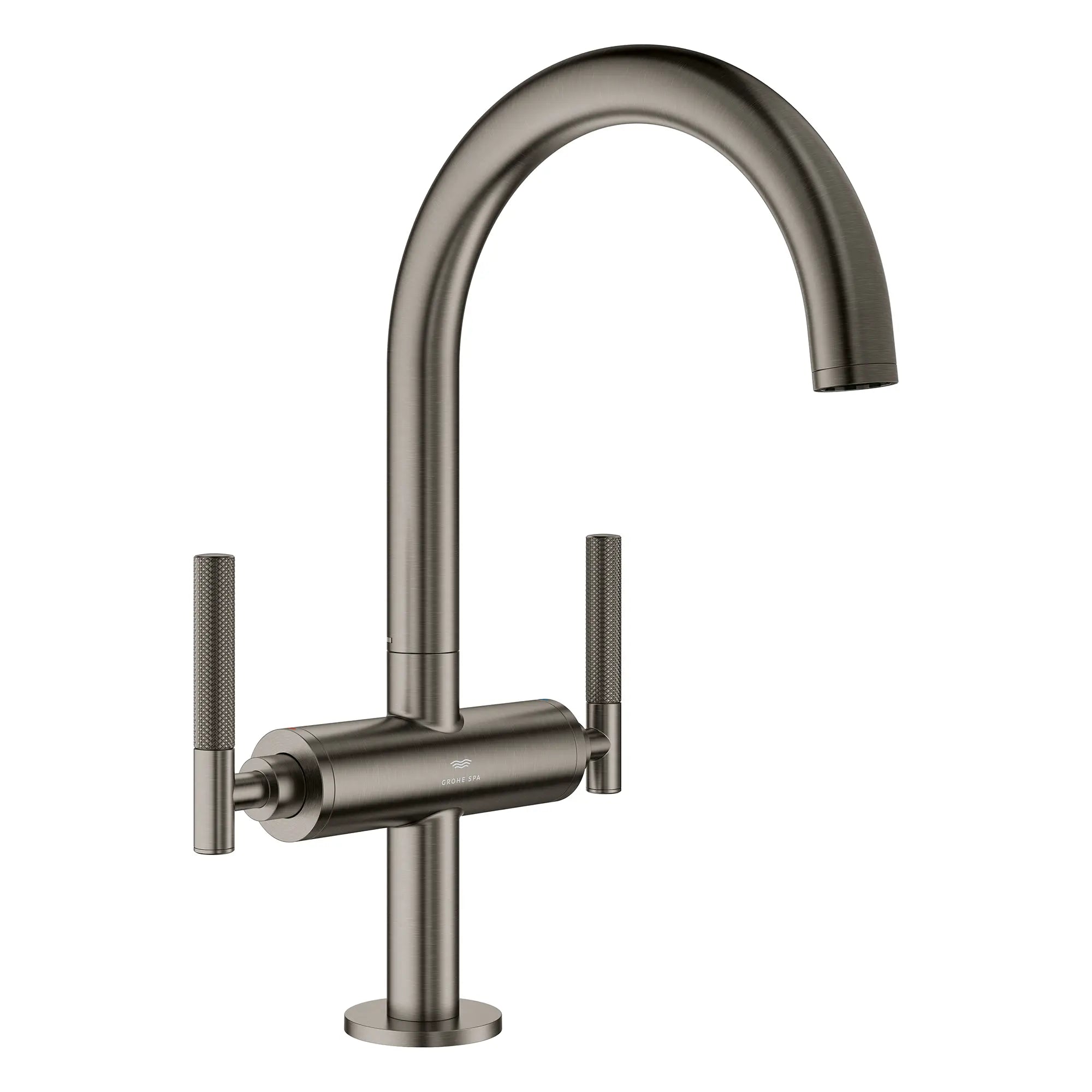Atrio Single Hole Two-Handle L-Size Bathroom Faucet without Handles, 1.2 GPM (4.5 L/min) // BRUSHED HARD GRAPHITE // 269184_Atrio_PC_SiloRight_21146AL00_48646AL0_August2025_0_CDNwebp.webp