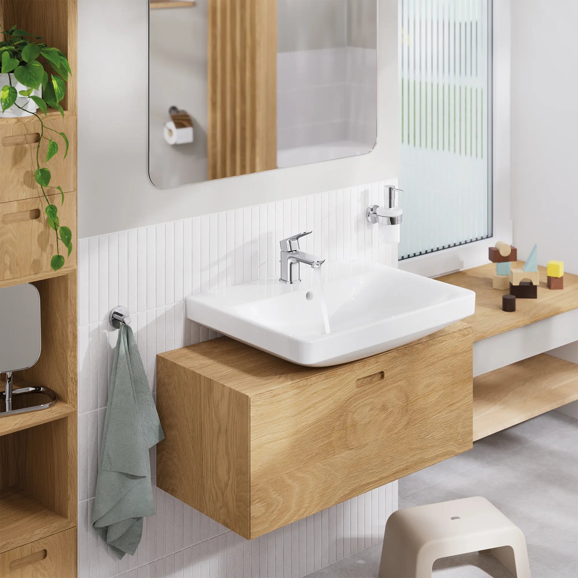 Cubeo Single Hole Single Handle XS-Size Bathroom Faucet, 1.2 gpm (4.5L/min) // GROHE STARLIGHT CHROME // 270987_Cubeo_EnvironmentCloseUp_1018970000_0001_SEPTEMBER2025_0_CDNwebp.webp