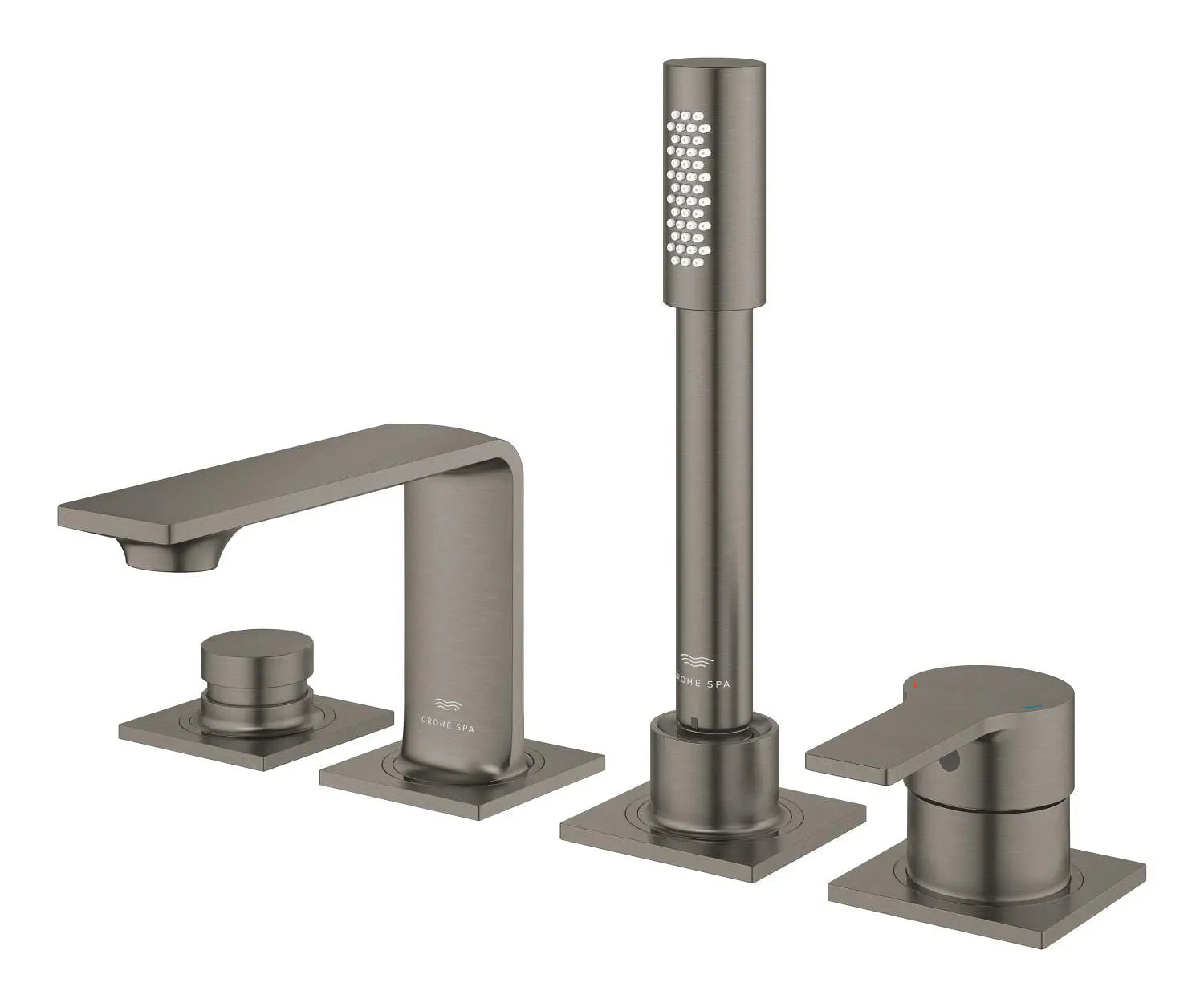Allure 4-Hole Single-Handle Deck Mount Roman Tub Faucet with 1.75 GPM (6.6 L/min) Hand Shower // BRUSHED HARD GRAPHITE // 271269_Allure_SiloLeft_19316AL1_0_CDNwebp.webp
