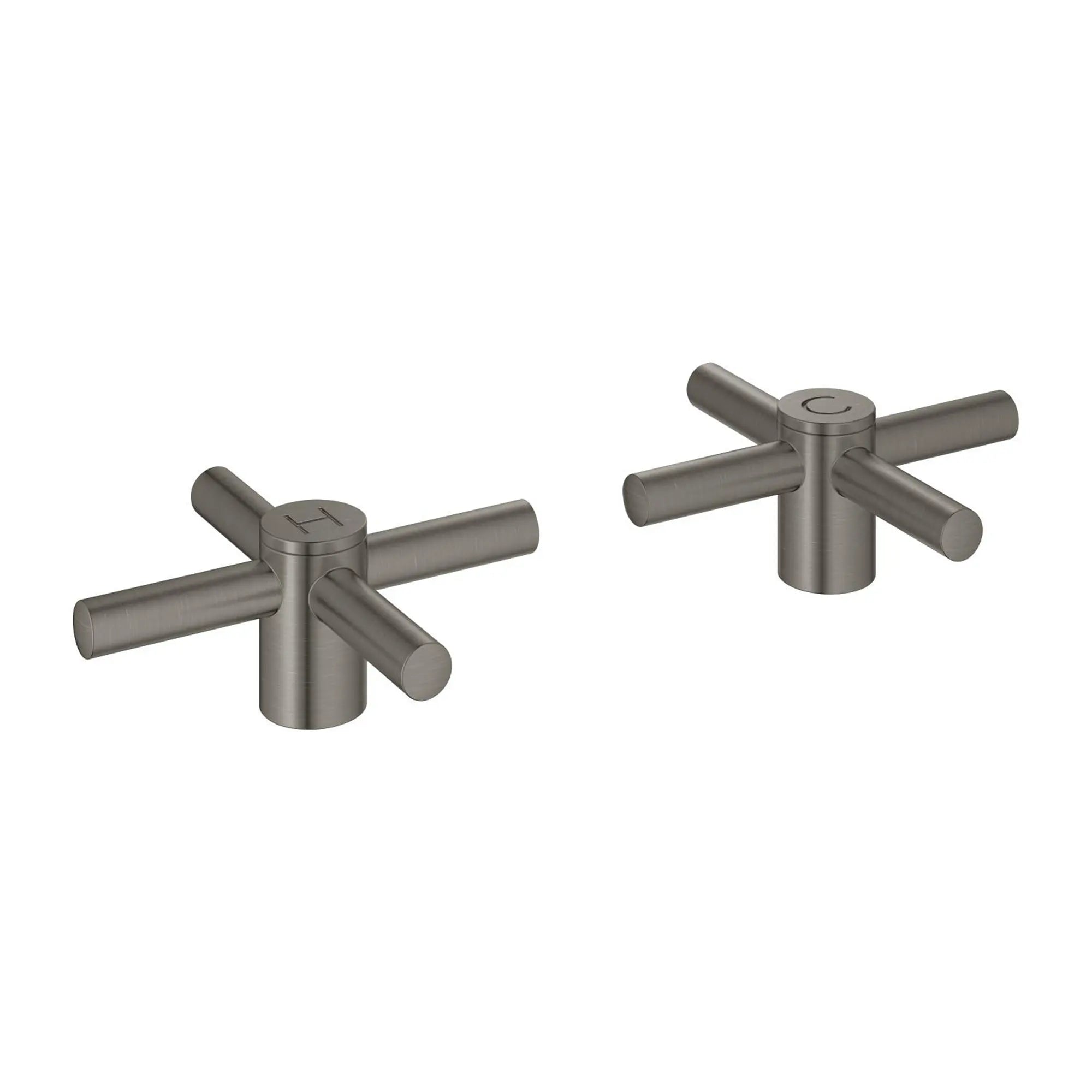 Atrio Cross Handles for Bathroom Sink Faucet (Pair) // BRUSHED HARD GRAPHITE // 271326_14215AL0_1_CDNwebp.webp