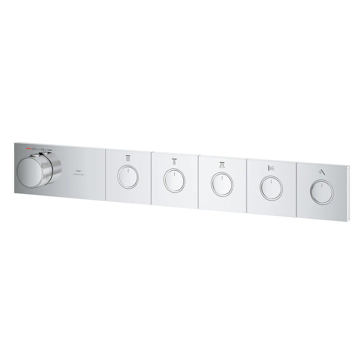 Grohtherm Aqua Tiles 5 Outlet Thermostatic Trim // GROHE STARLIGHT CHROME // 271450_Aqua_Tile_SiloLeft_1071780000_0001_October2025_0_CDNwebp.webp
