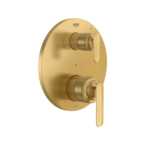 Listra 2-Handle Pressure Balance Valve Trim with 2-Way Diverter with Cartridge - Brushed Cool Sunrise