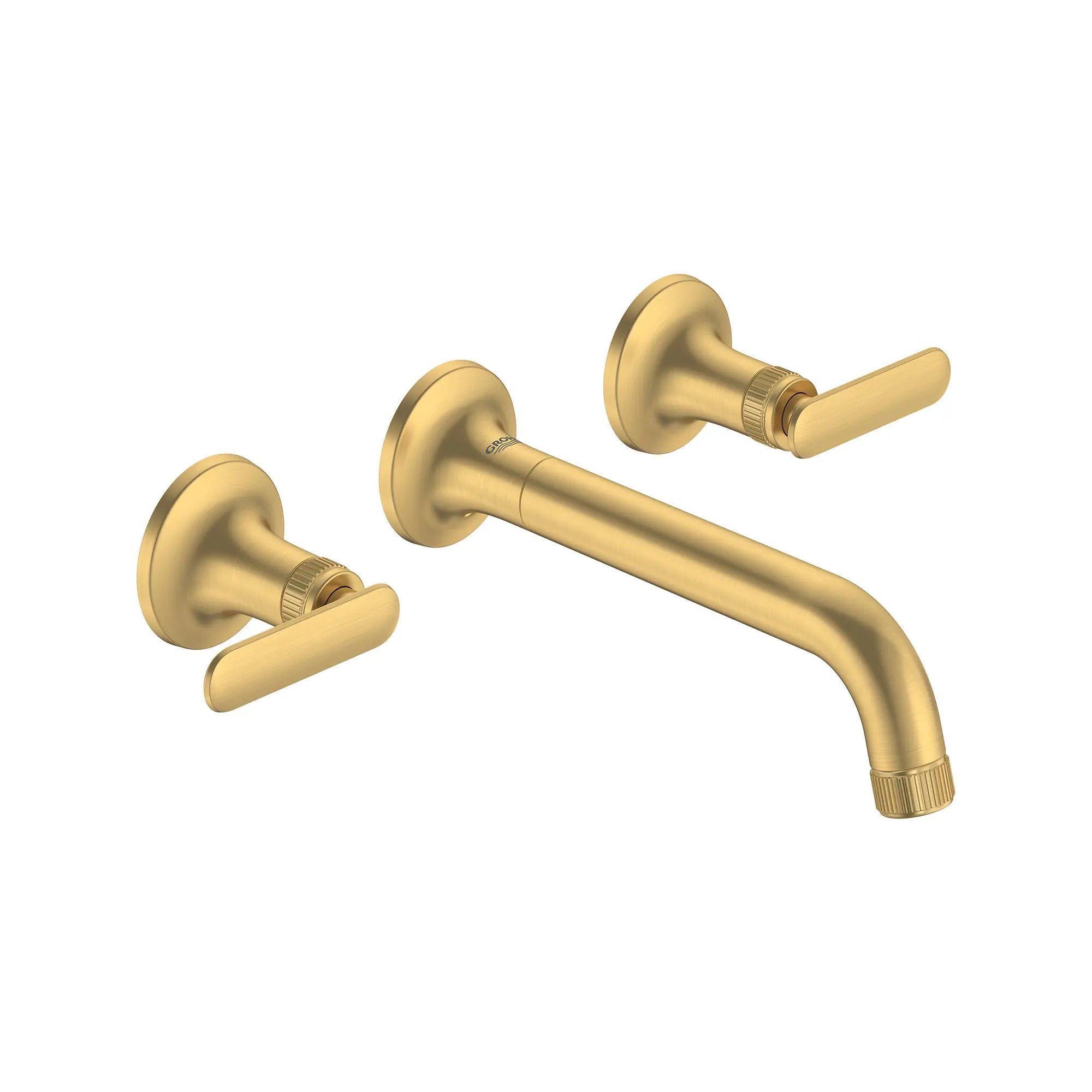 Listra Wall Mount Widespread Bathroom Faucet, 1.2gpm (4.5L/min) // BRUSHED COOL SUNRISE // 275304_Listra_SiloRight_106216GN00_106257GN00_0001_SEPTEMBER2024_0_CDNwebp.webp