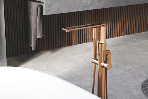 Allure Single-Handle Freestanding Tub Faucet with 1.75 GPM (6.6 L/min) Hand Shower - Brushed Warm Sunset