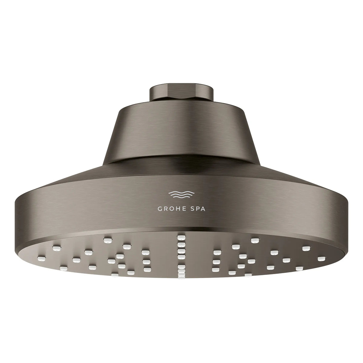 Rainshower Aqua 140 Single Spray 5 1/2" Showerhead with AquaBooster 2.5 GPM (9.5 L/min) // BRUSHED HARD GRAPHITE // 275801_Aqua_Booster_SiloFront_111518AL00_001_October2025_0_CDNwebp.webp