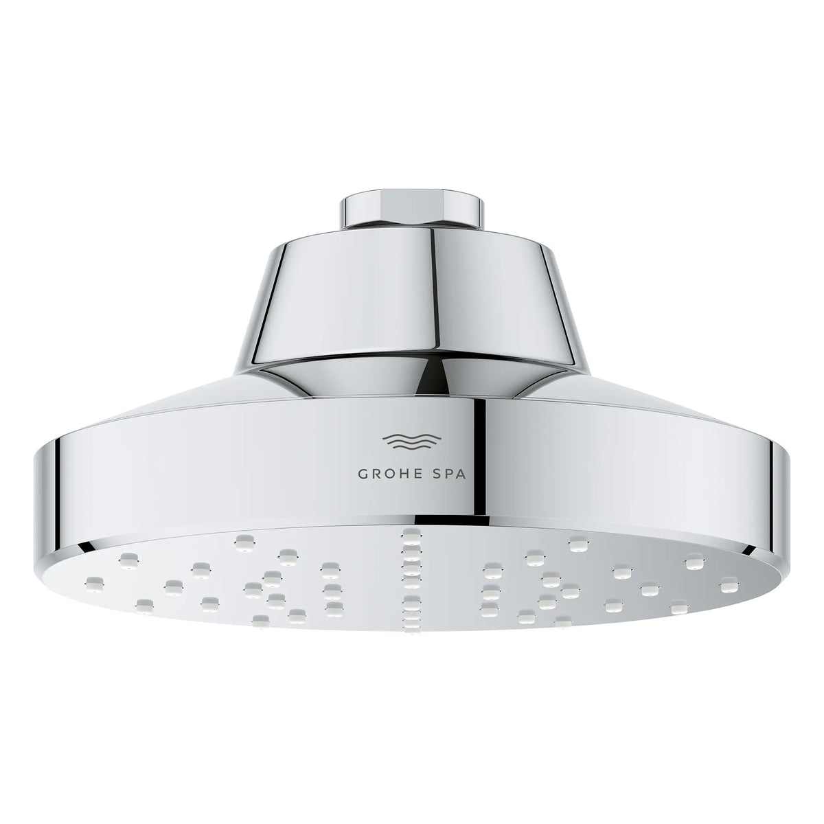 Rainshower Aqua 140 Single Spray 5 1/2" Showerhead with AquaBooster 2.5 GPM (9.5 L/min) // GROHE STARLIGHT CHROME // 275816_Aqua_Booster_SiloFront_1115180000_001_October2025_0_CDNwebp.webp