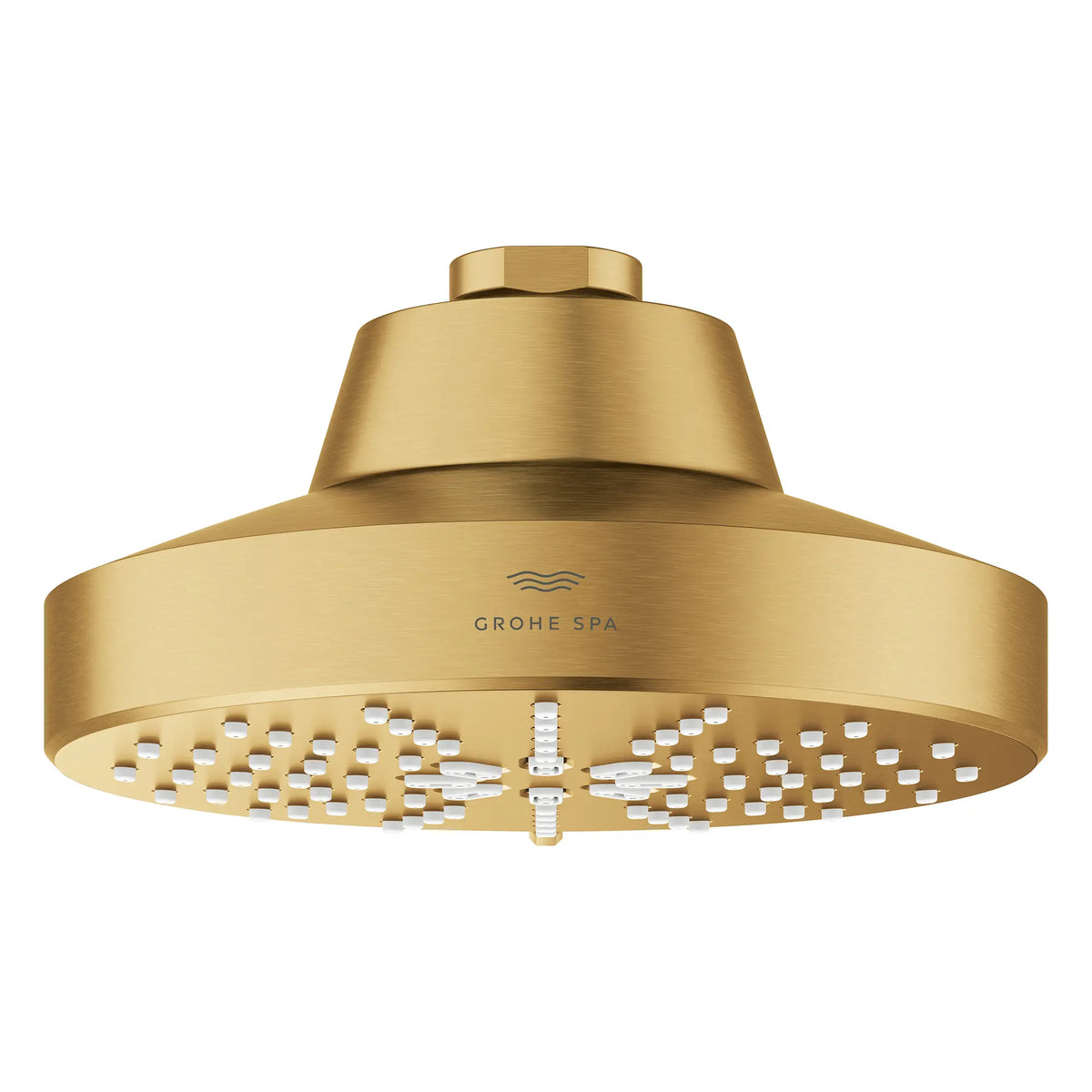 Rainshower Aqua Multi Spray 5 1/2" Showerhead with AquaBooster 2.5 GPM (9.5 L/min) // BRUSHED COOL SUNRISE // 275860_Aqua_Booster_SiloFront_111611GN00_001_October2025_0_CDNwebp.webp