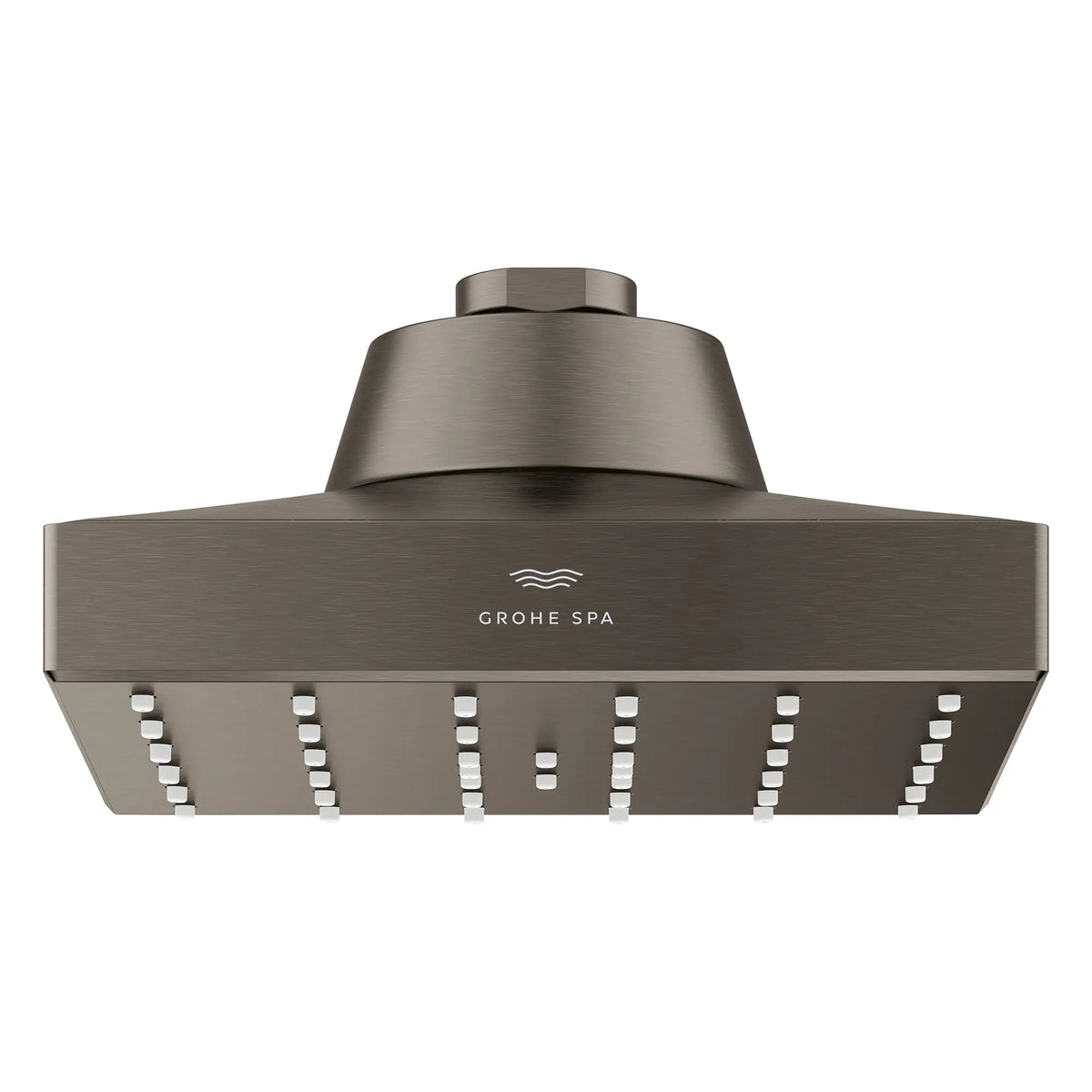 Rainshower Aqua Single Spray 5 1/2" Square Showerhead with AquaBooster 1.75 GPM (6.6 L/min) // BRUSHED HARD GRAPHITE // 275877_Aqua_Booster_SiloFront_111661AL00_001_October2025_0_CDNwebp.webp