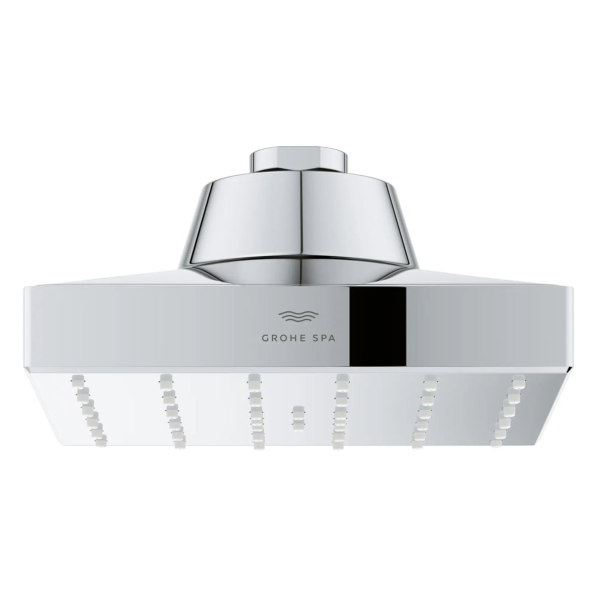 Rainshower Aqua Single Spray 5 1/2" Square Showerhead with AquaBooster 1.75 GPM (6.6 L/min) // GROHE STARLIGHT CHROME // 275885_Aqua_Booster_SiloFront_1116610000_001_October2025_0_CDNwebp.webp