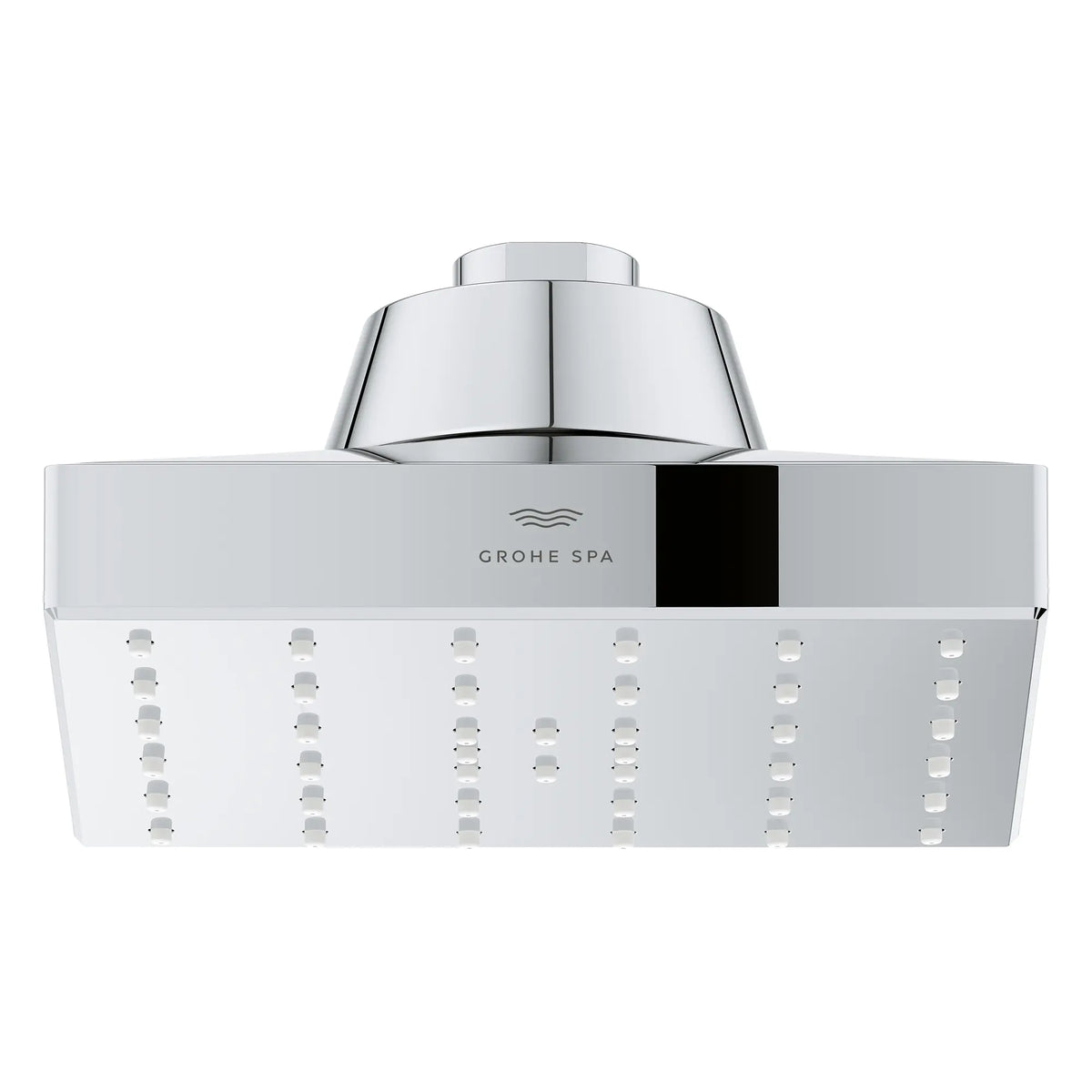 Rainshower Aqua Single Spray 5 1/2" Square Showerhead with AquaBooster 1.75 GPM (6.6 L/min) // GROHE STARLIGHT CHROME // 275886_Aqua_Booster_SiloFront_1116610000_002_October2025_0_CDNwebp.webp