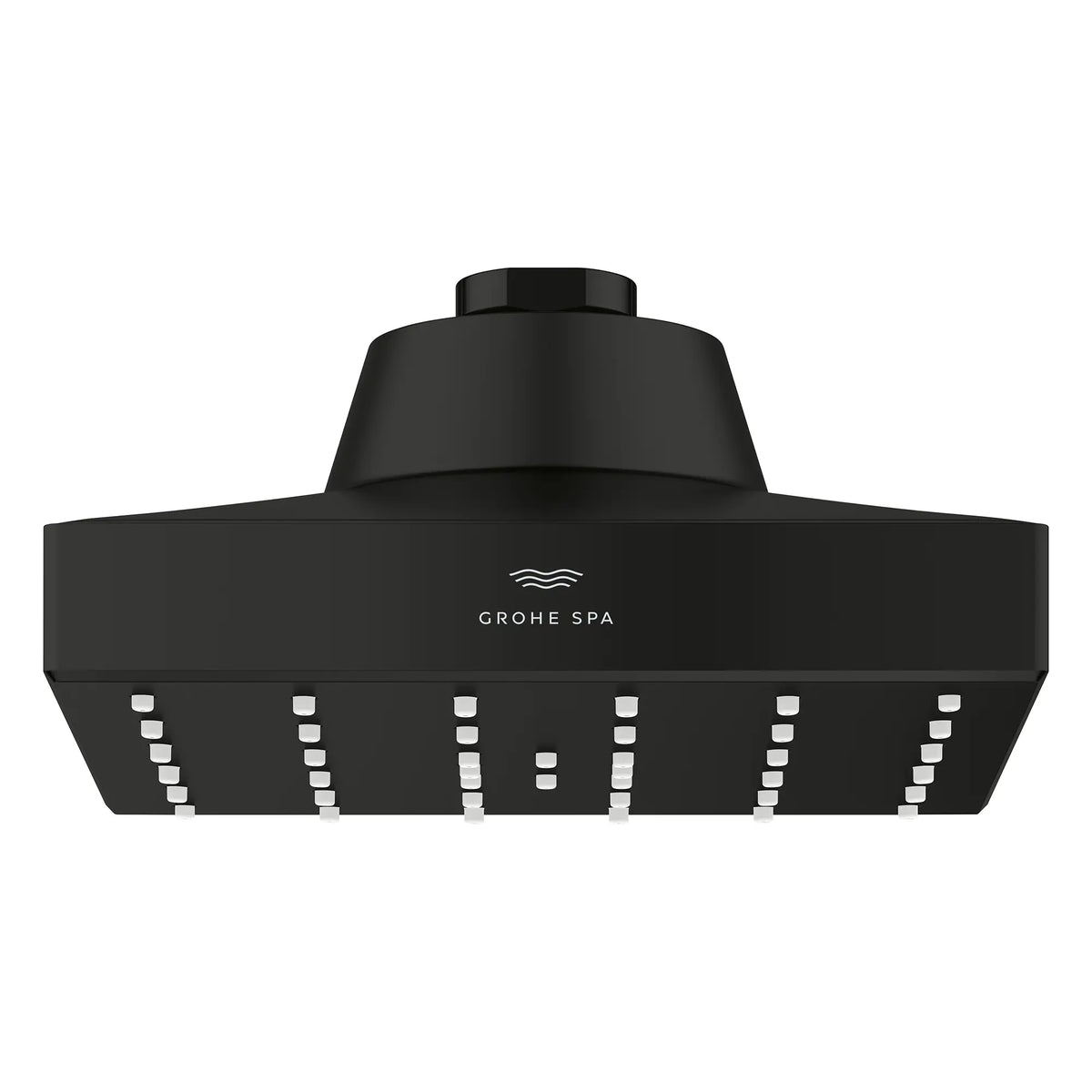 Rainshower Aqua Single Spray 5 1/2" Square Showerhead with AquaBooster 1.75 GPM (6.6 L/min) // MATTE BLACK // 275888_Aqua_Booster_SiloFront_1116612430_001_October2025_0_CDNwebp.webp