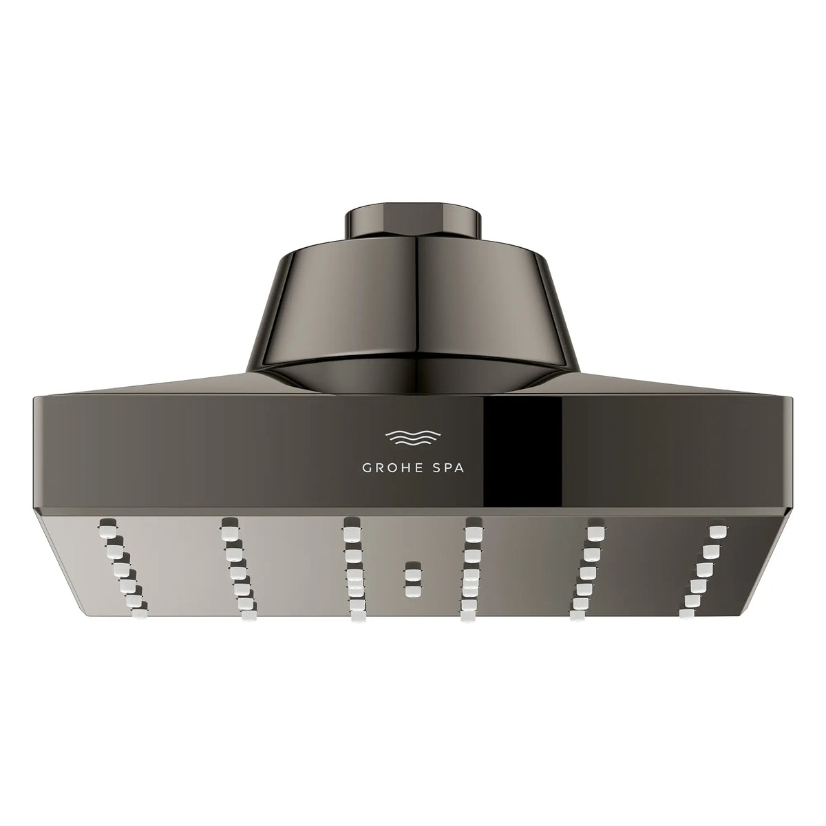 Rainshower Aqua Single Spray 5 1/2" Square Showerhead with AquaBooster 1.75 GPM (6.6 L/min) // HARD GRAPHITE // 275893_Aqua_Booster_SiloFront_111661A000_001_October2025_0_CDNwebp.webp