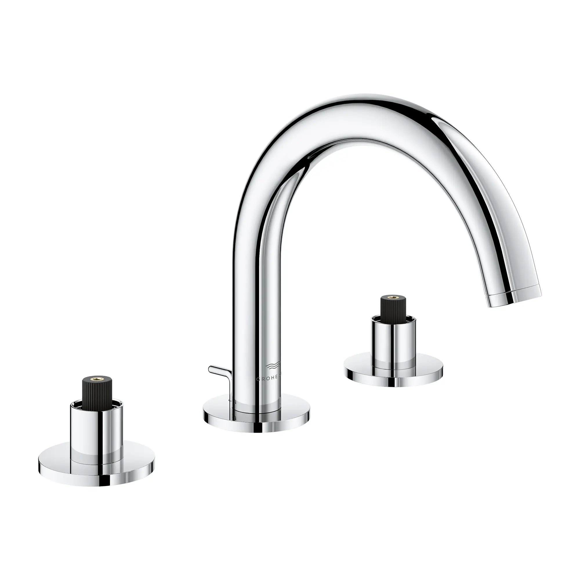Atrio 8-inch Widespread 2-Handle S-Size Bathroom Faucet without Handles, 1.2 GPM (4.5 L/min) // GROHE STARLIGHT CHROME // 276129_Atrio_Silo-SpecSheet_20660000_003_Feb2023_0_CDNwebp.webp