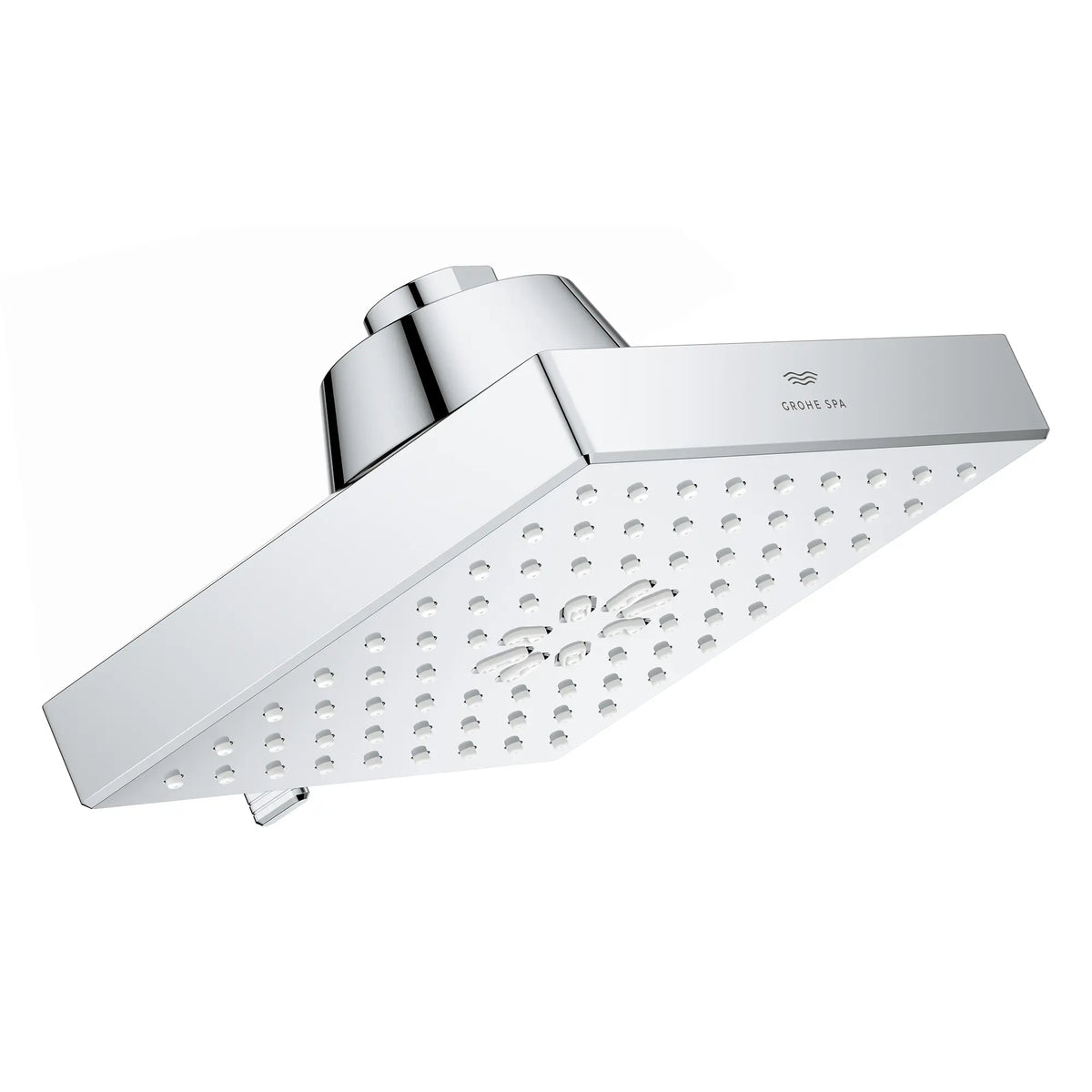 Rainshower Aqua Multi Spray 5 1/2" Square Showerhead with AquaBooster 2.5 GPM (9.5 L/min) // GROHE STARLIGHT CHROME // 276978_AquaBooster_SiloRight_1116720000_0002_October2025_0_CDNwebp.webp