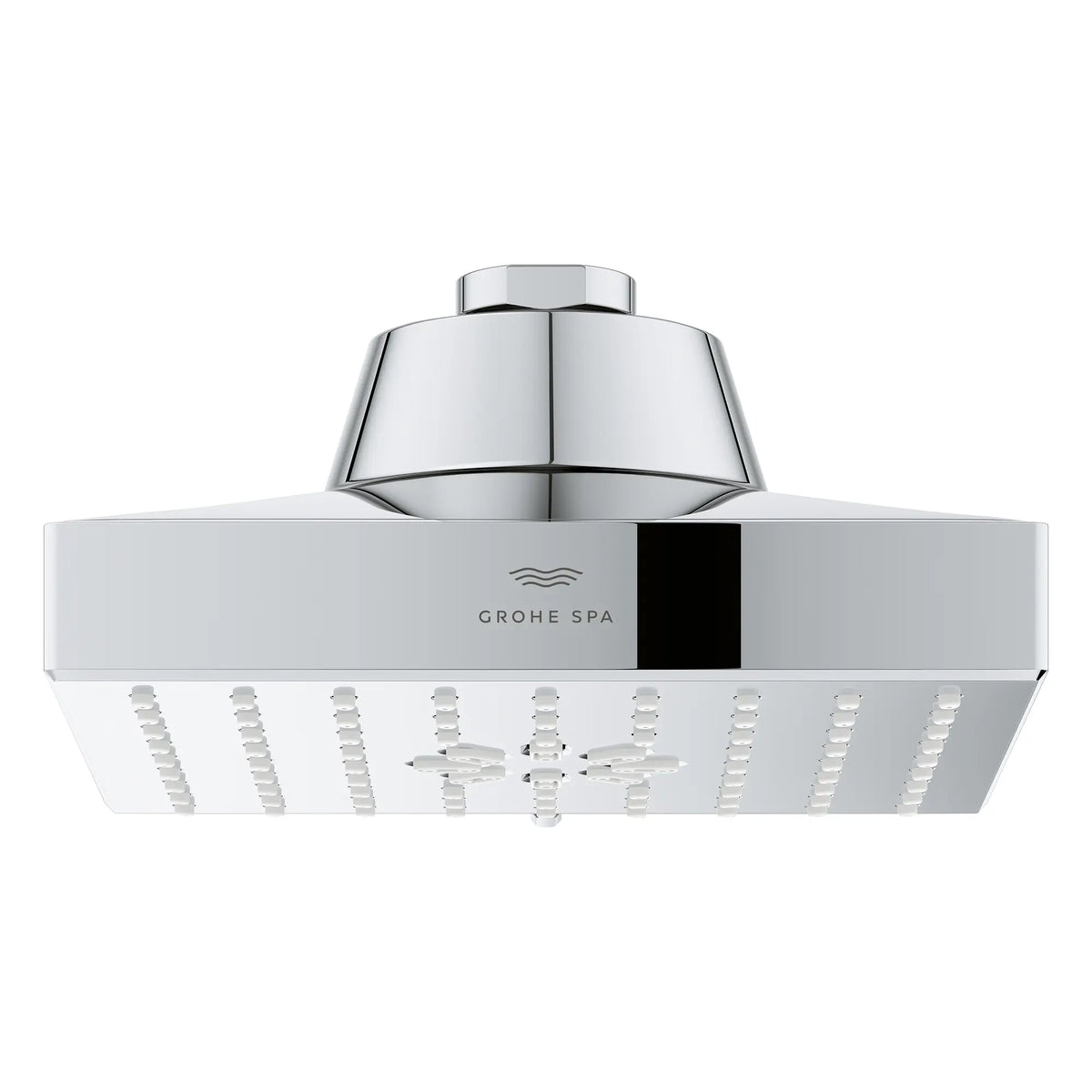 Rainshower Aqua Multi Spray 5 1/2" Square Showerhead with AquaBooster 2.5 GPM (9.5 L/min) // GROHE STARLIGHT CHROME // 277023_Aqua_Booster_SiloFront_1116730000_0001_October2025_0_CDNwebp.webp