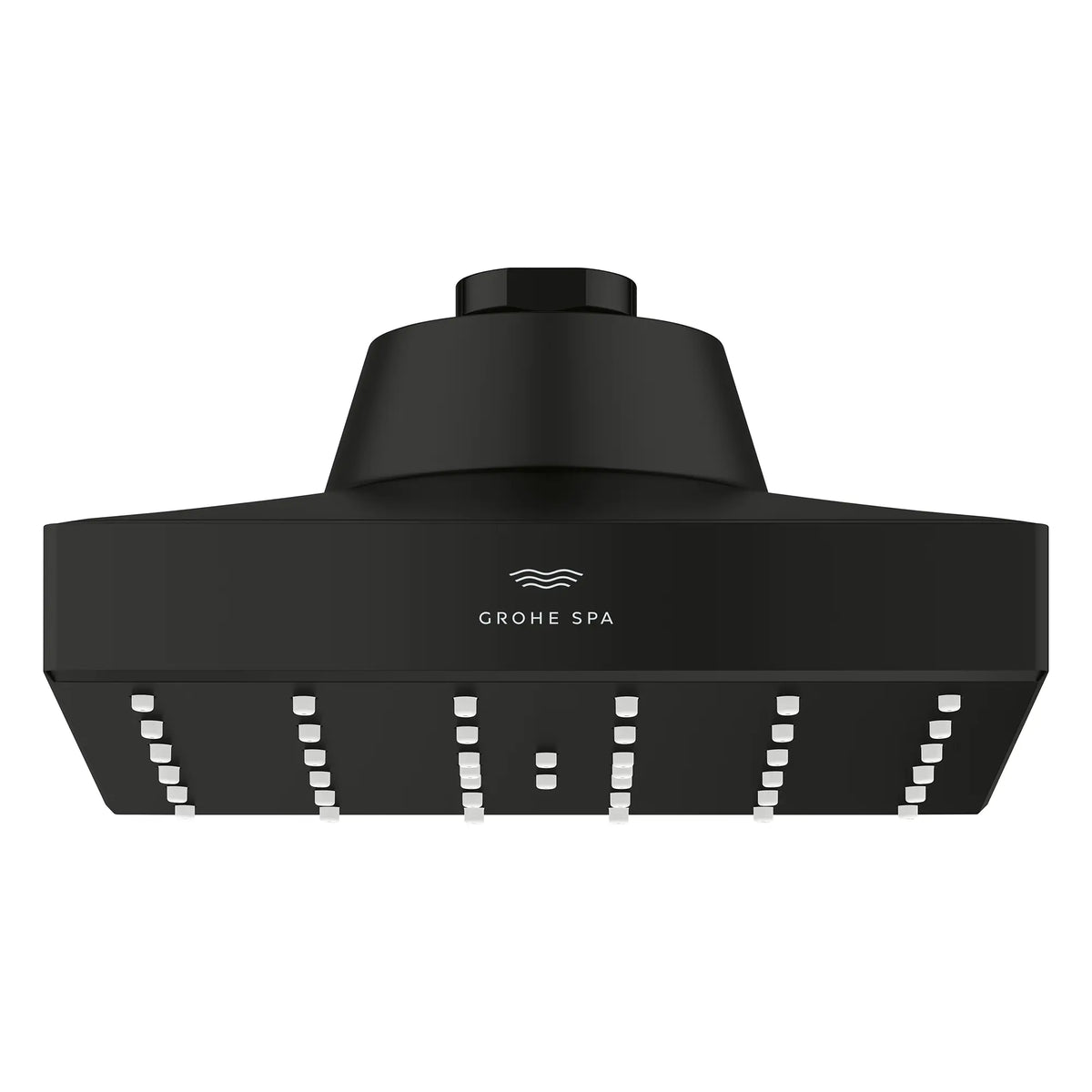 Rainshower Aqua Single Spray 5 1/2" Square Showerhead with AquaBooster 2.5 GPM (9.5 L/min) // MATTE BLACK // 277699_Aqua_Booster_SiloFront_1116682430_0001_October2025_0_CDNwebp.webp
