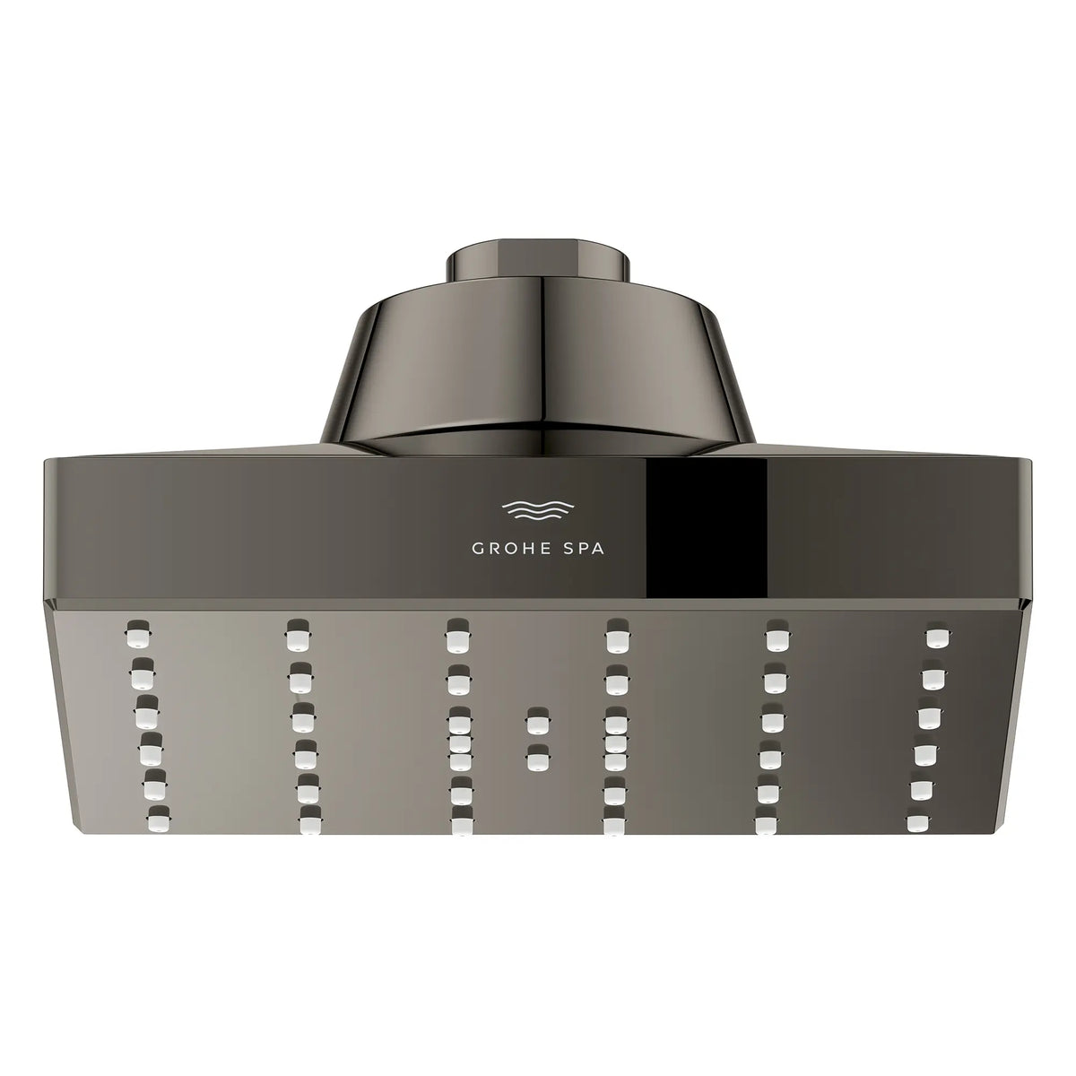 Rainshower Aqua Single Spray 5 1/2" Square Showerhead with AquaBooster 2.5 GPM (9.5 L/min) // HARD GRAPHITE // 277704_Aqua_Booster_SiloFront_111668A000_0002_October2025_0_CDNwebp.webp