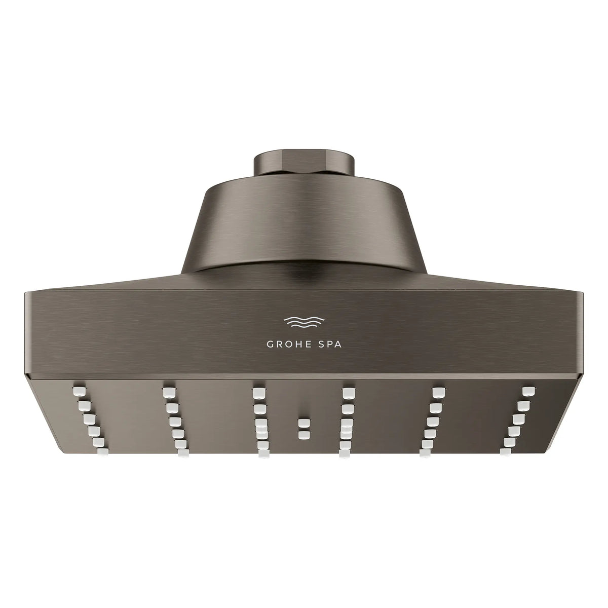 Rainshower Aqua Single Spray 5 1/2" Square Showerhead with AquaBooster 2.5 GPM (9.5 L/min) // BRUSHED HARD GRAPHITE // 277715_Aqua_Booster_SiloFront_111668AL00_0001_October2025_0_CDNwebp.webp