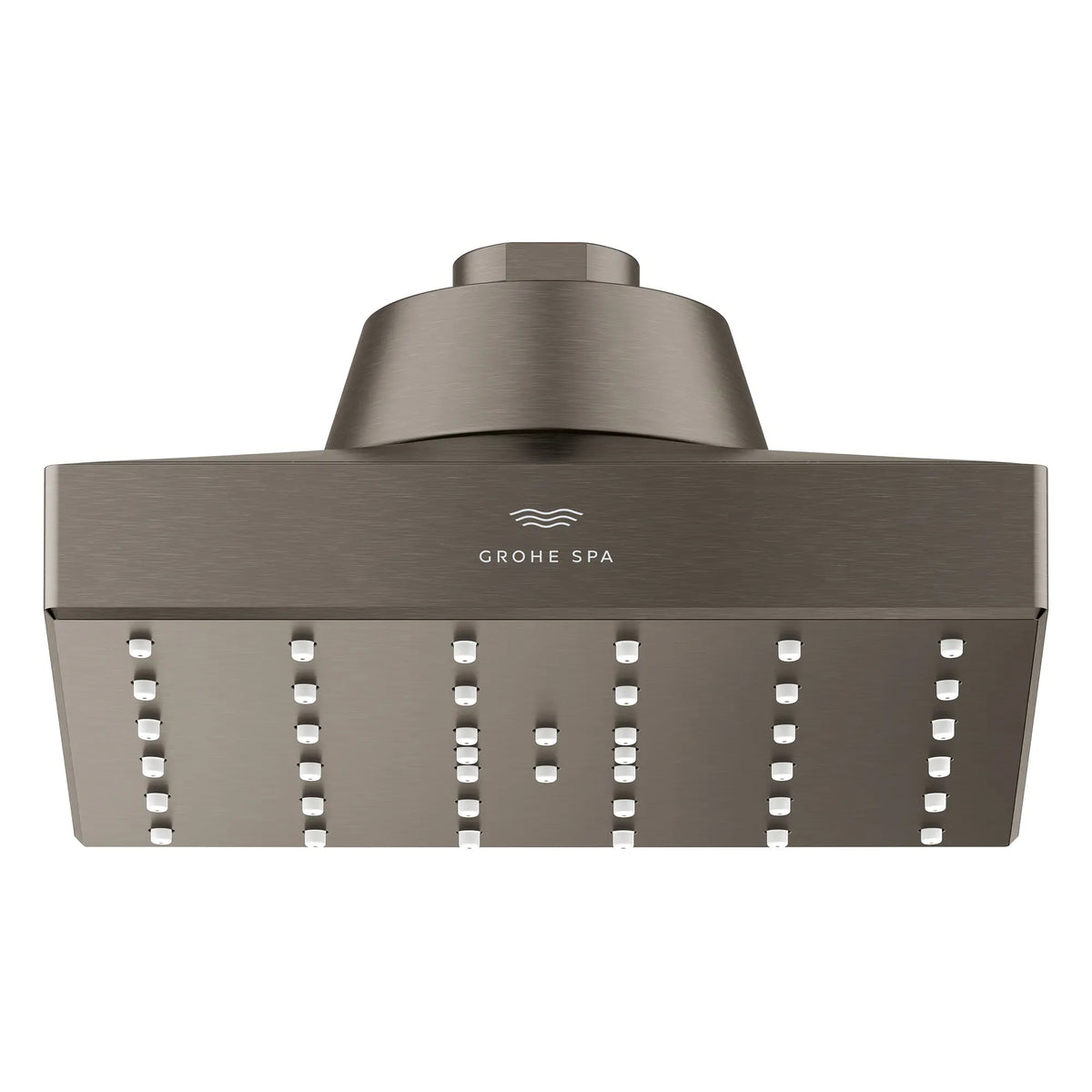 Rainshower Aqua Single Spray 5 1/2" Square Showerhead with AquaBooster 2.5 GPM (9.5 L/min) // BRUSHED HARD GRAPHITE // 277717_Aqua_Booster_SiloFront_111668AL00_0002_October2025_0_CDNwebp.webp