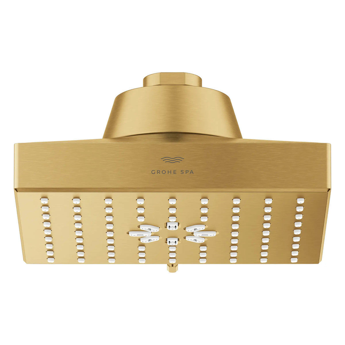Rainshower Aqua Multi Spray 5 1/2" Square Showerhead with AquaBooster 2.5 GPM (9.5 L/min) // BRUSHED COOL SUNRISE // 277728_Aqua_Booster_SiloFront_111673GN00_0002_October2025_0_CDNwebp.webp