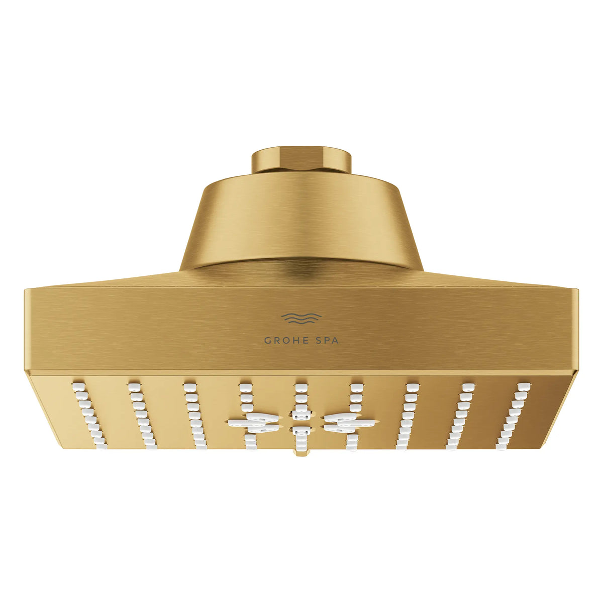 Rainshower Aqua Multi Spray 5 1/2" Square Showerhead with AquaBooster 2.5 GPM (9.5 L/min) // BRUSHED COOL SUNRISE // 277729_Aqua_Booster_SiloFront_111673GN00_0001_October2025_0_CDNwebp.webp