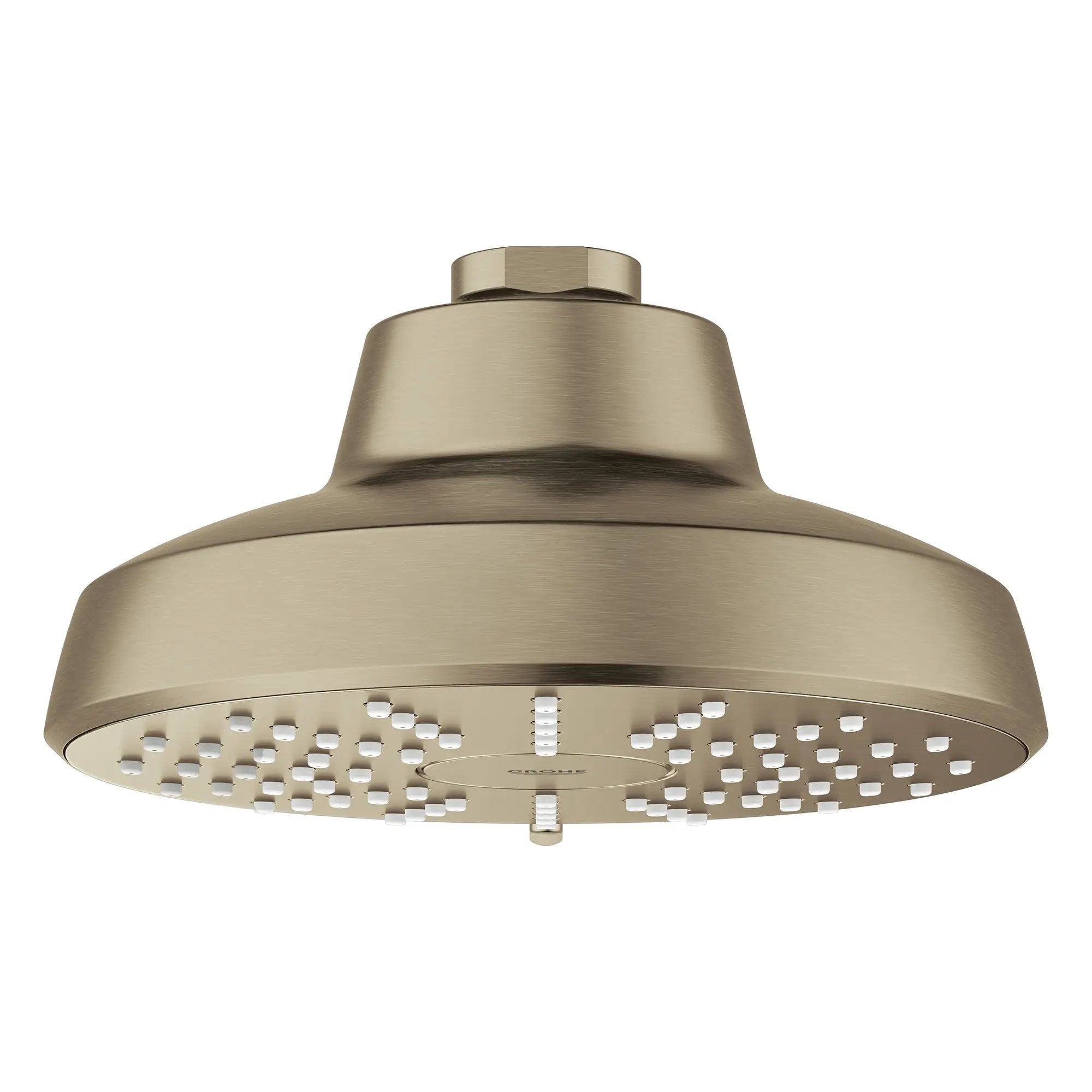 Tempesta 140 with AquaBooster Round Multi Spray Shower Head // BRUSHED NICKEL INFINITYFINISH // 278223_Aqua_Booster_SiloFront_111746EN00_0001_October2025_0_CDNwebp.webp