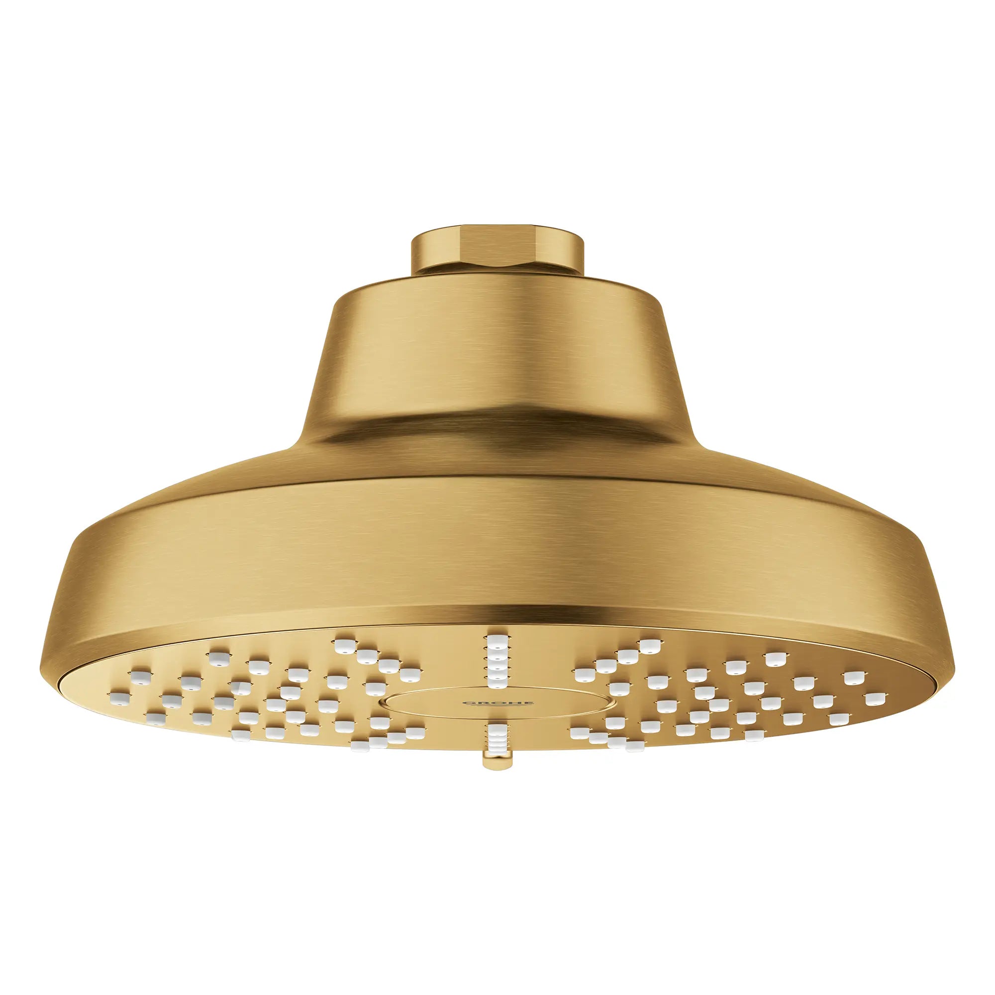 Tempesta 140 with AquaBooster Round Multi Spray Shower Head // BRUSHED COOL SUNRISE // 278225_Aqua_Booster_SiloFront_111746GN00_0001_October2025_0_CDNwebp.webp