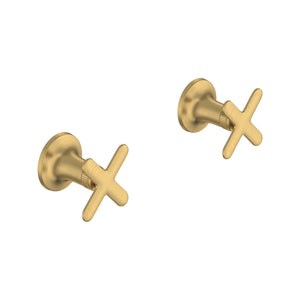 [106238GN00] Listra Cross Handles for Bathroom Sink Faucet (Pair) - Brushed Cool Sunrise