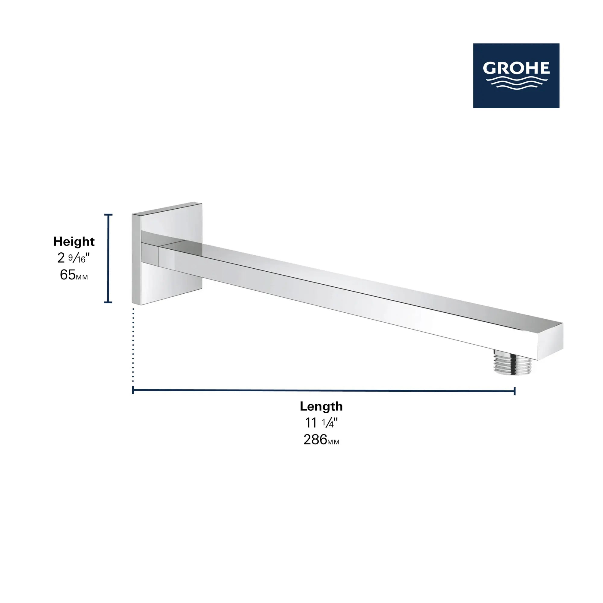 Rainshower Eurocube 11 ¼" Shower Arm // GROHE STARLIGHT CHROME // 278638_Rainshower_Infographic_2771000_0001_NOV2025_1_CDNwebp.webp