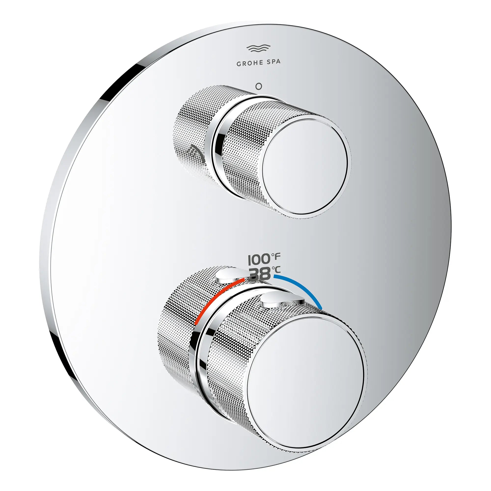 Atrio Private Collection Dual Function 2-Handle Thermostatic Valve Trim with Control Module with Knob Handles // GROHE STARLIGHT CHROME // 278784_Atrio_PC_SiloRight_1053660000_0001_August2025_0_CDNwebp.webp
