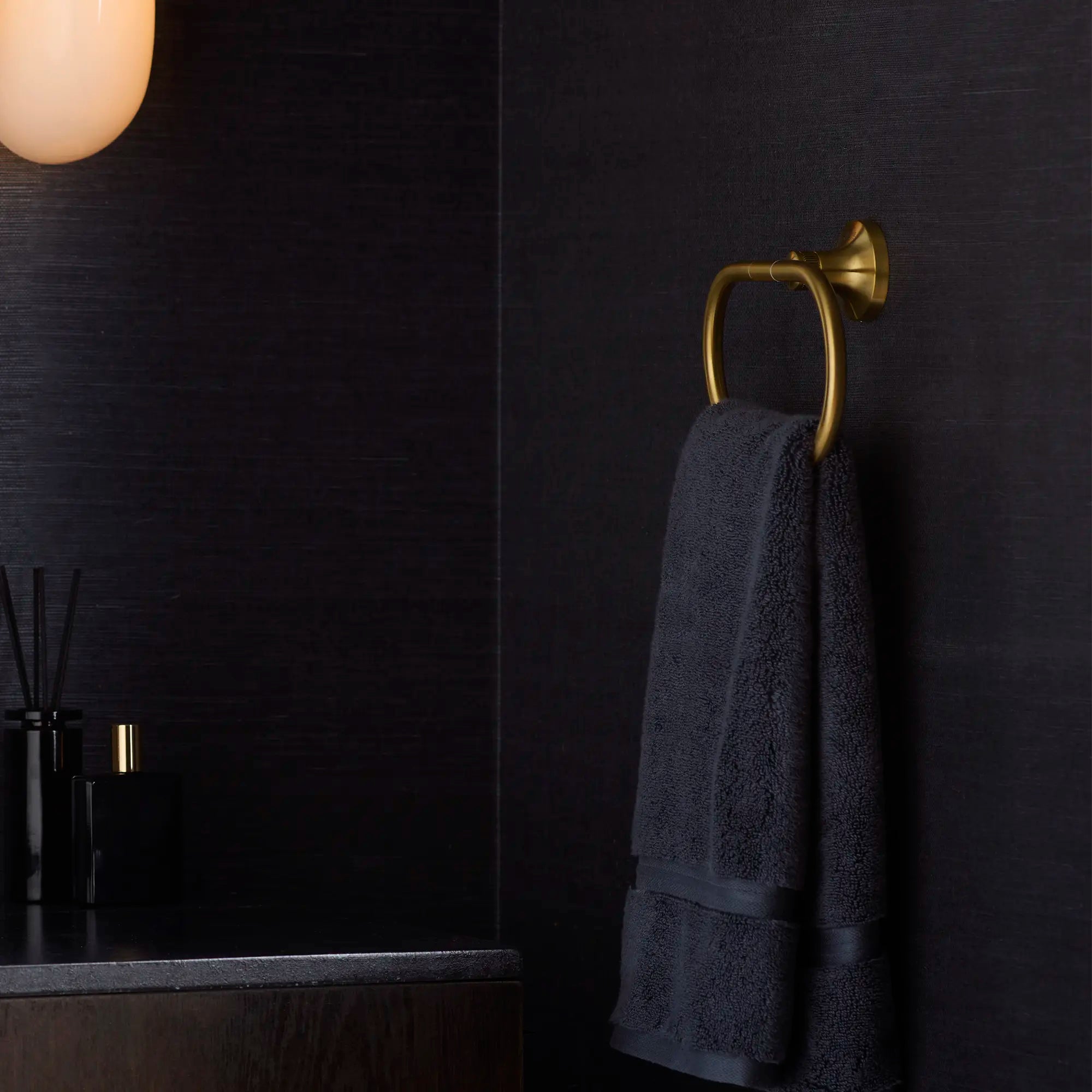 Listra Towel Ring // BRUSHED COOL SUNRISE // 278883_Listra_EnvironmentCloseUp_106260GN00_0002_November2025_0_CDNwebp.webp