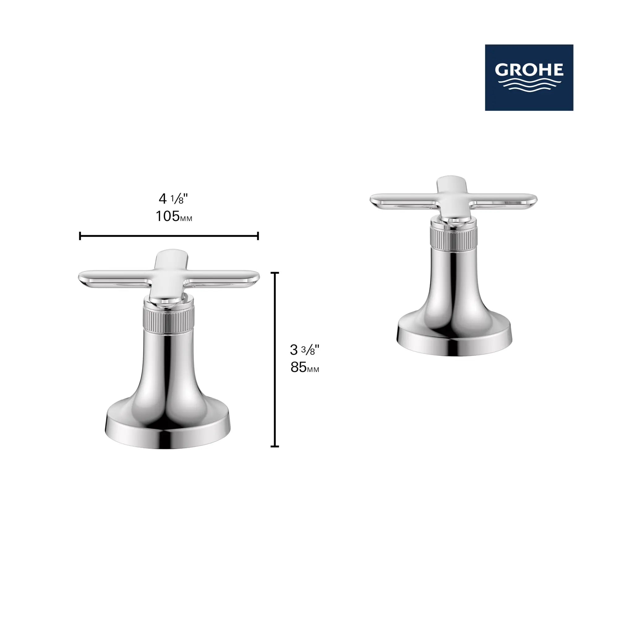 Listra Cross Handles for Deck Mount Tub Filler (Pair) // GROHE STARLIGHT CHROME // 281295_Listra_Infographic_106254_0001_FEB2026_0_CDNwebp.webp
